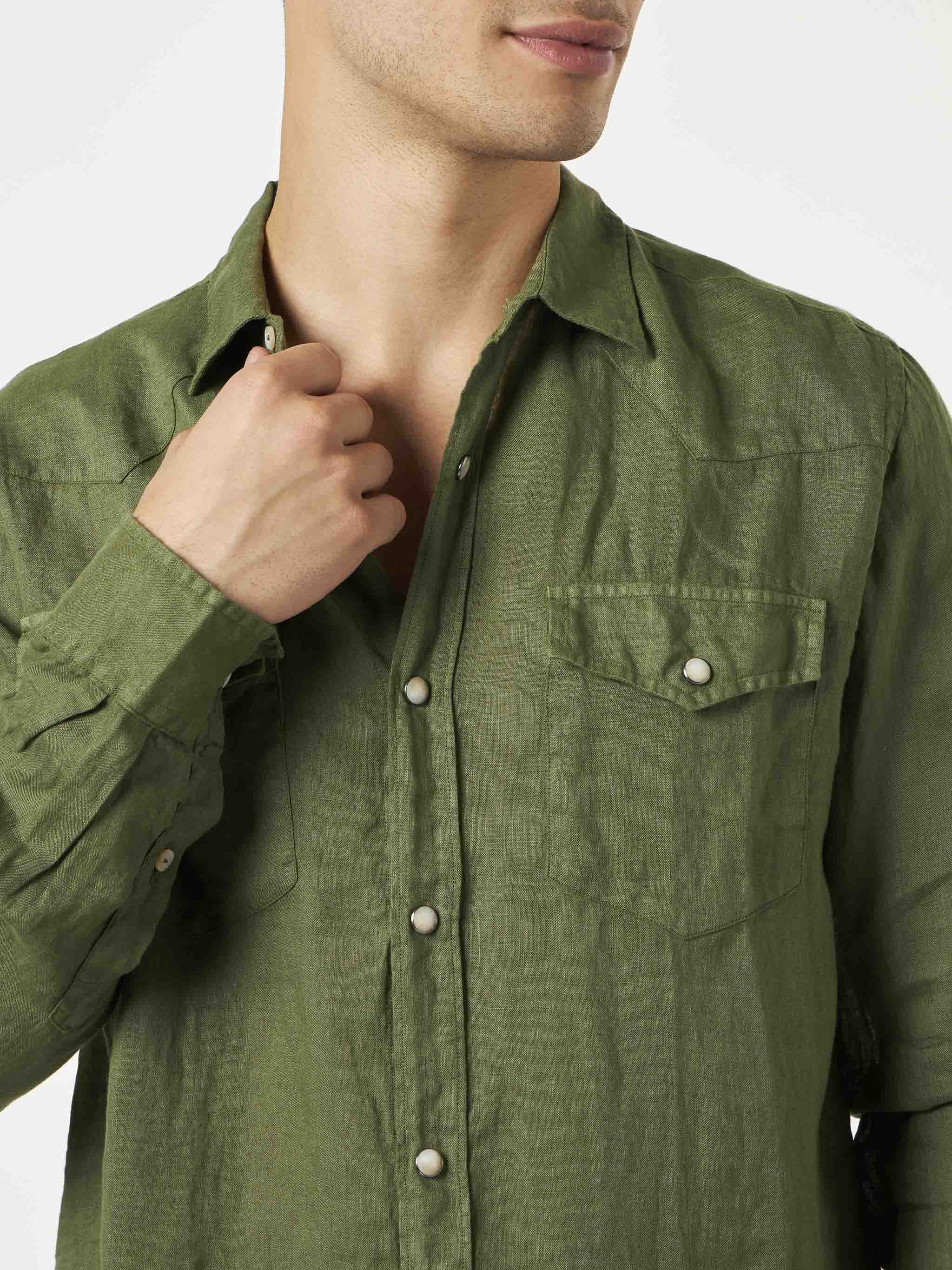 Camicia di lino verde scuro - Image 3