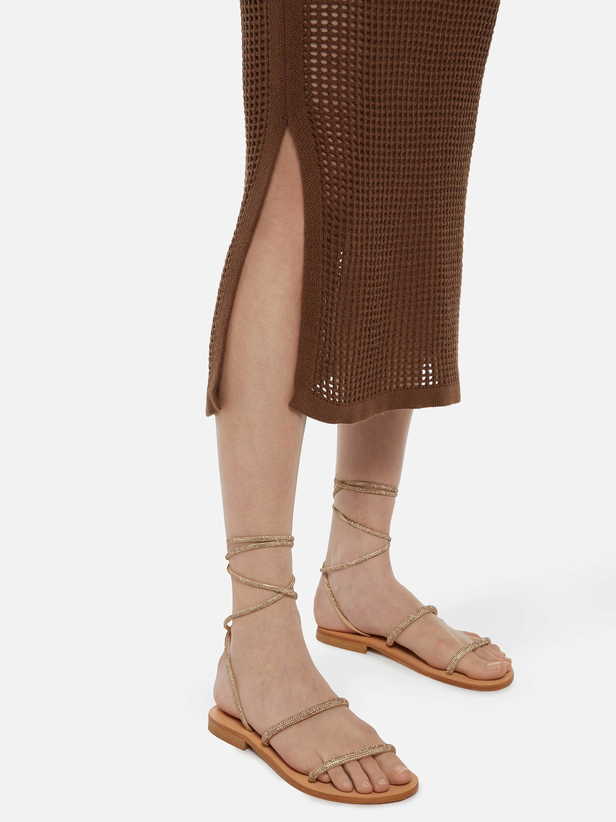 Gonna midi Darline in crochet marrone - Image 3