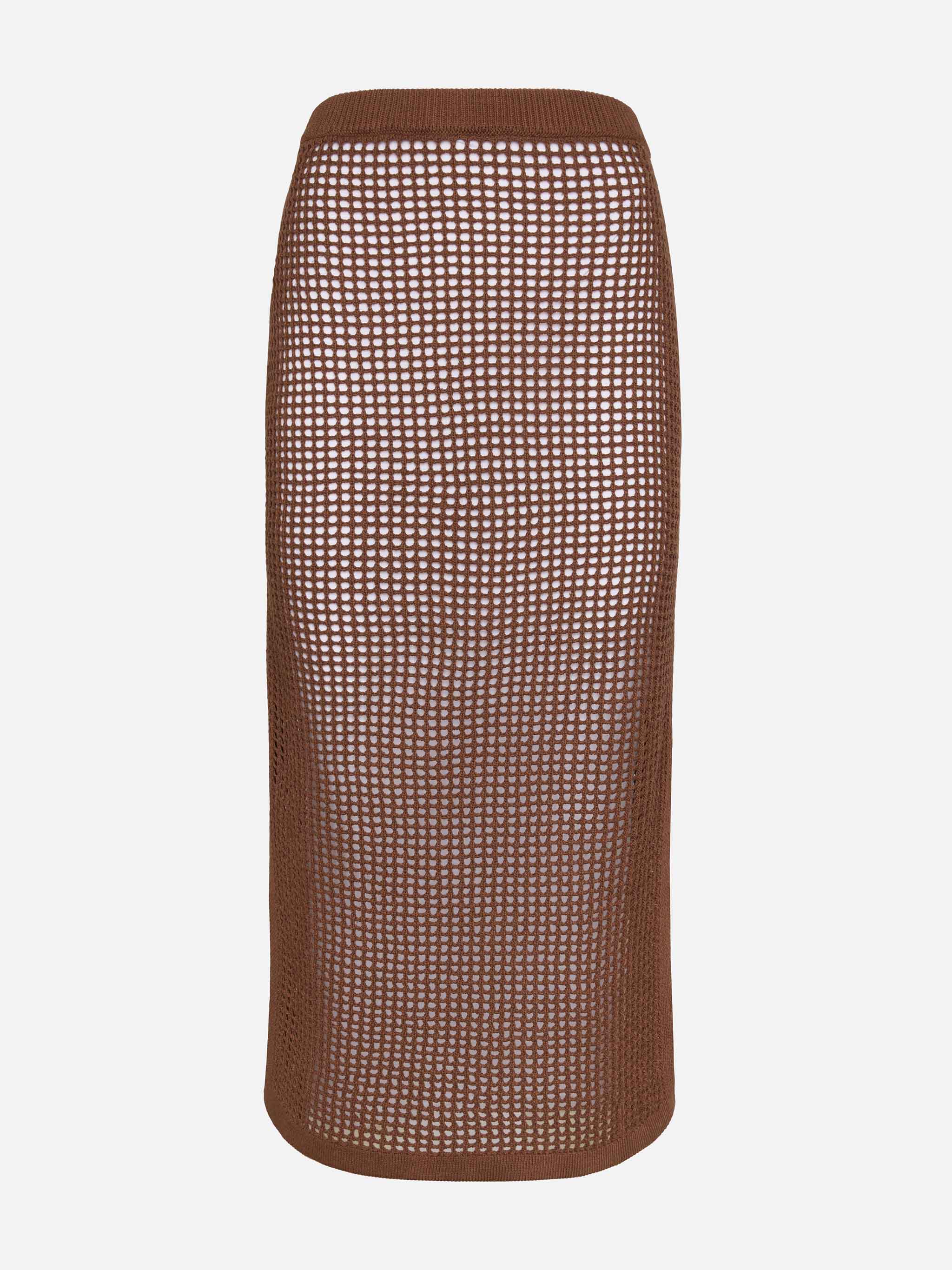 Gonna midi Darline in crochet marrone - Image 5