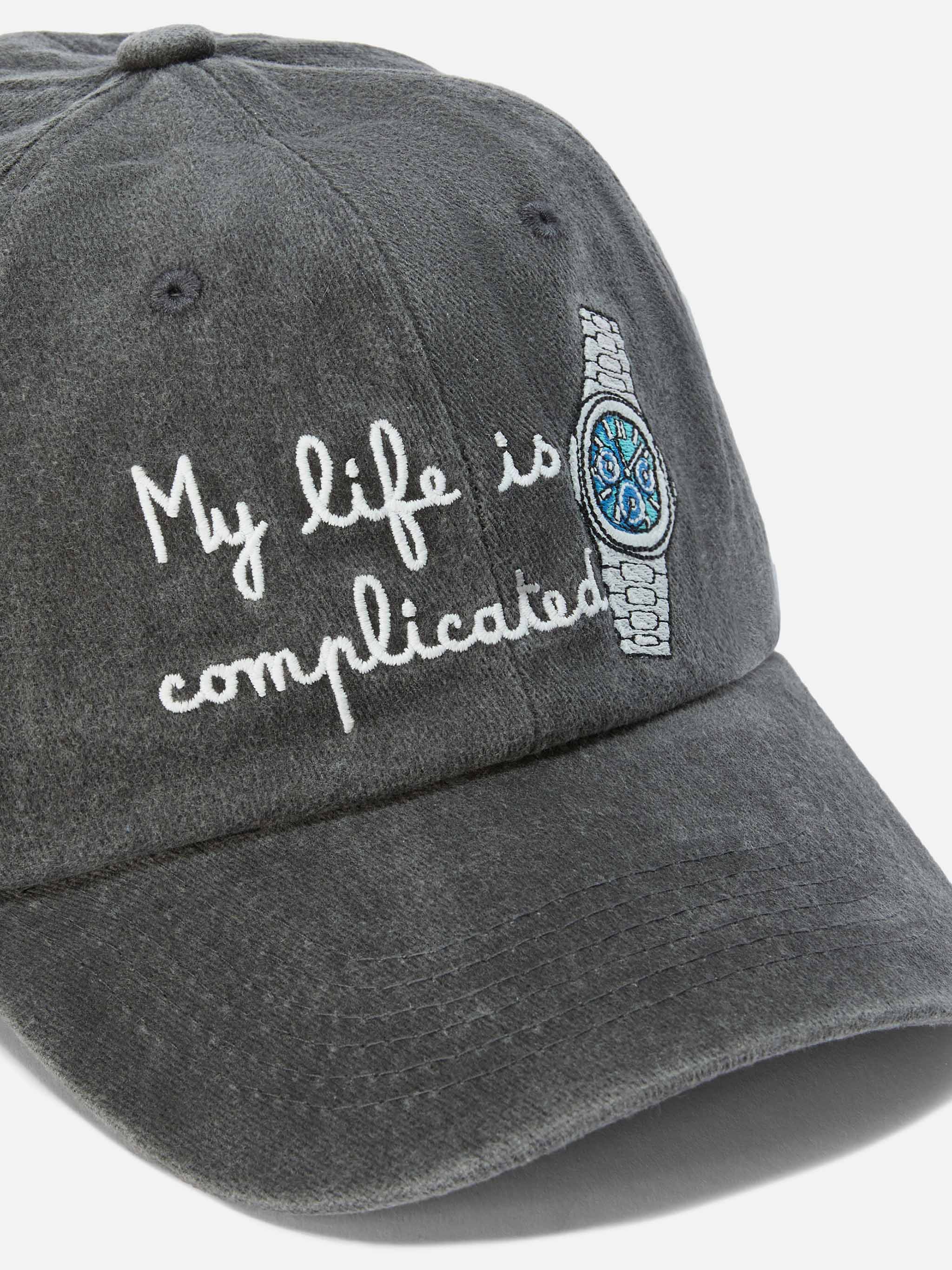 Cappello con visiera Davis in denim con ricamo My life is complicated - Image 2