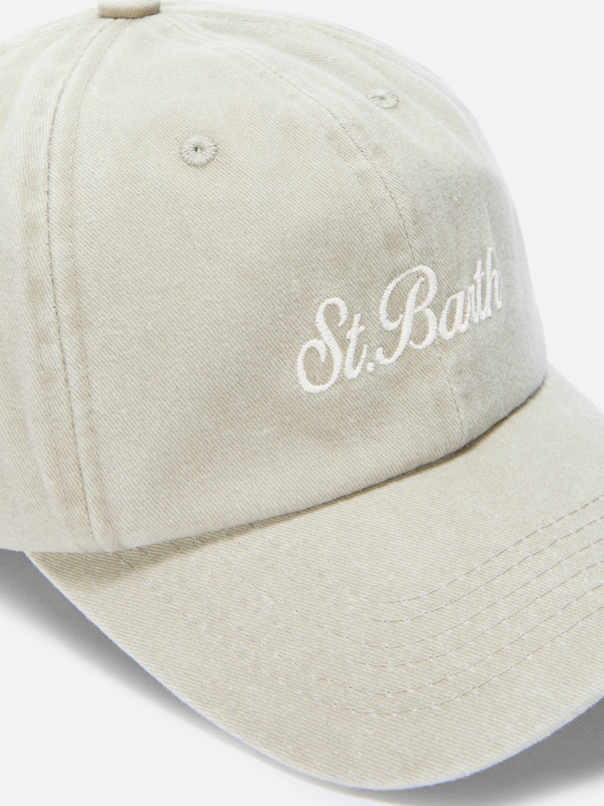 Cappellino Davis con visiera in cotone beige con logo ricamato - Image 2