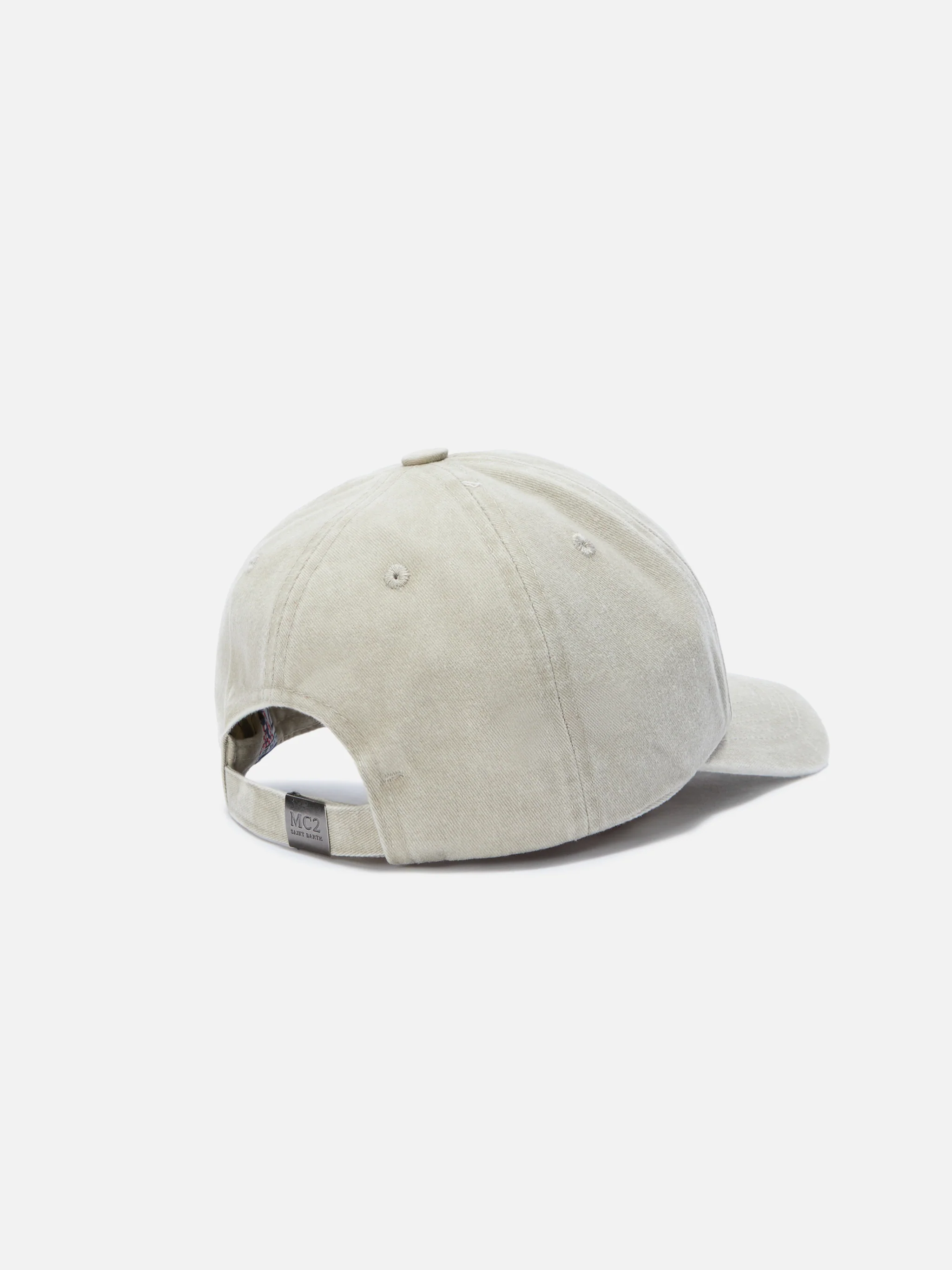 Cappellino Davis con visiera in cotone beige con logo ricamato - Image 3