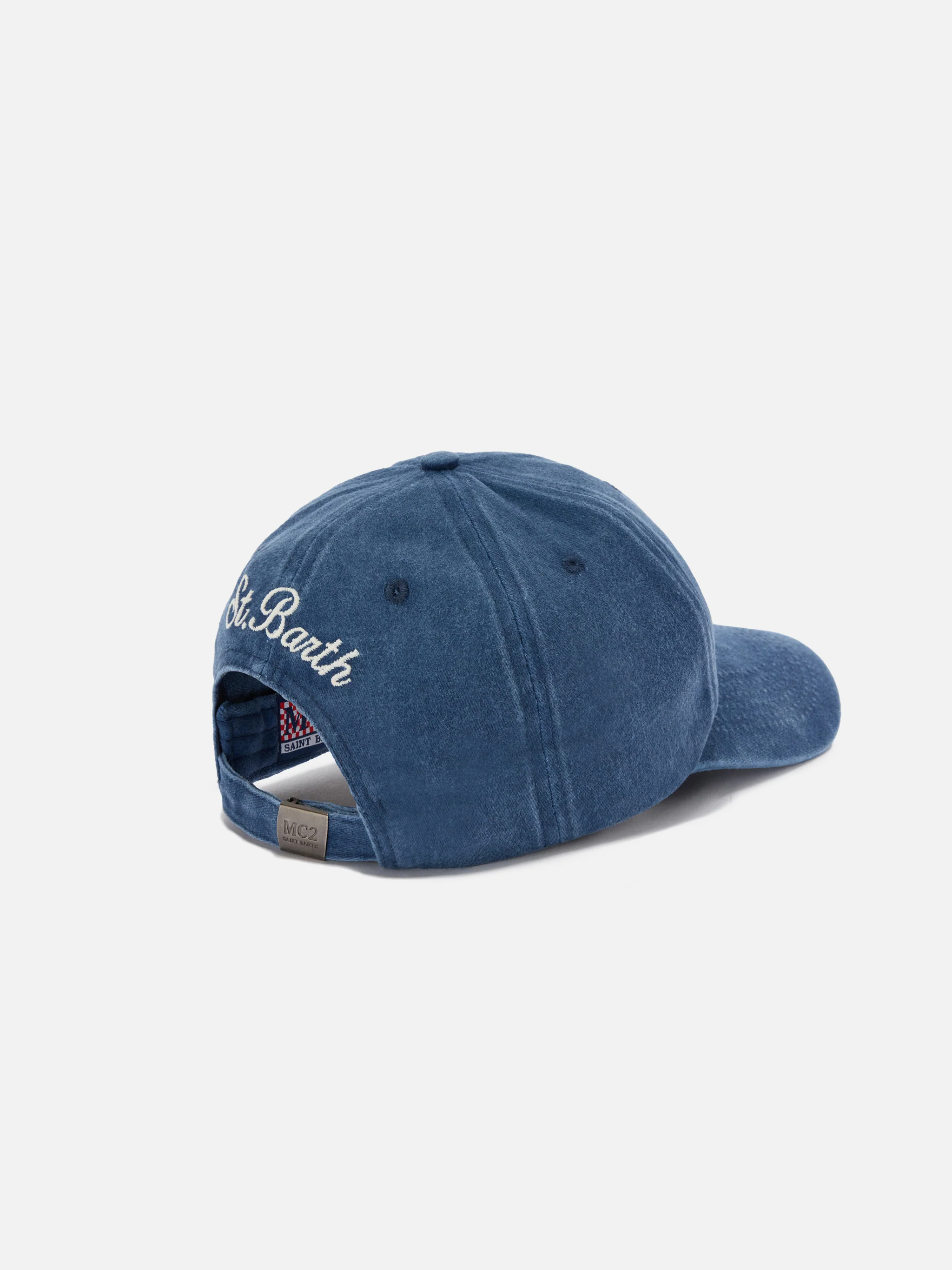 Cappellino Davis con visiera in cotone blu e ricamo Time is money - Image 3