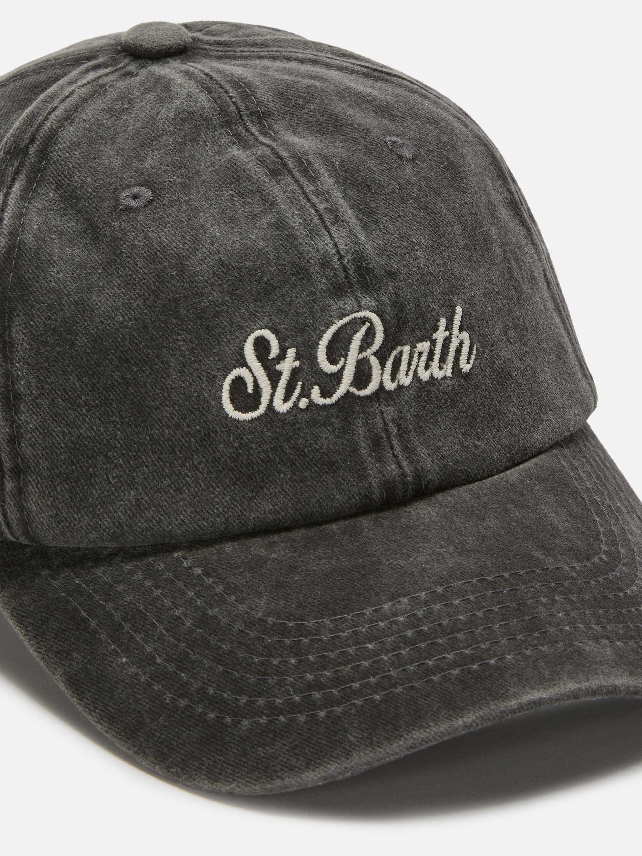 Cappellino Davis con visiera in cotone grigio scuro con logo ricamato - Image 2