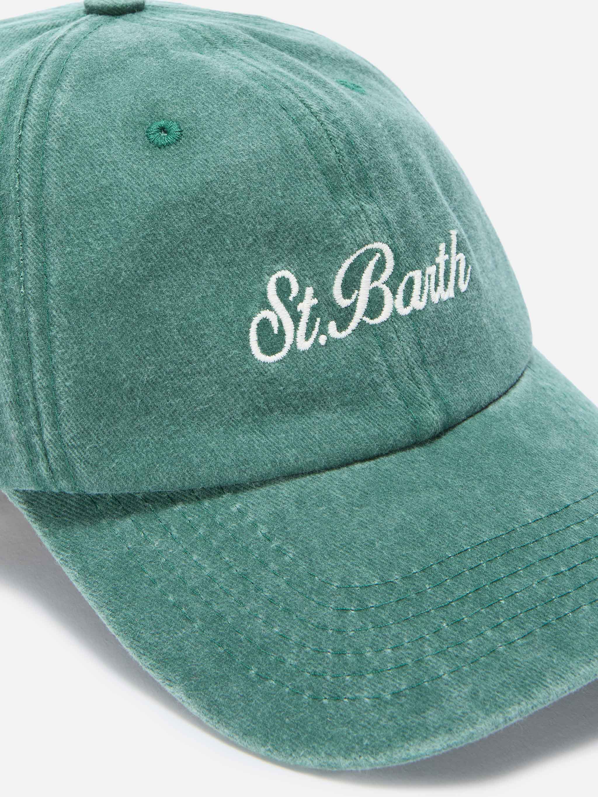 Cappellino Davis con visiera in cotone verde con logo ricamato - Image 2
