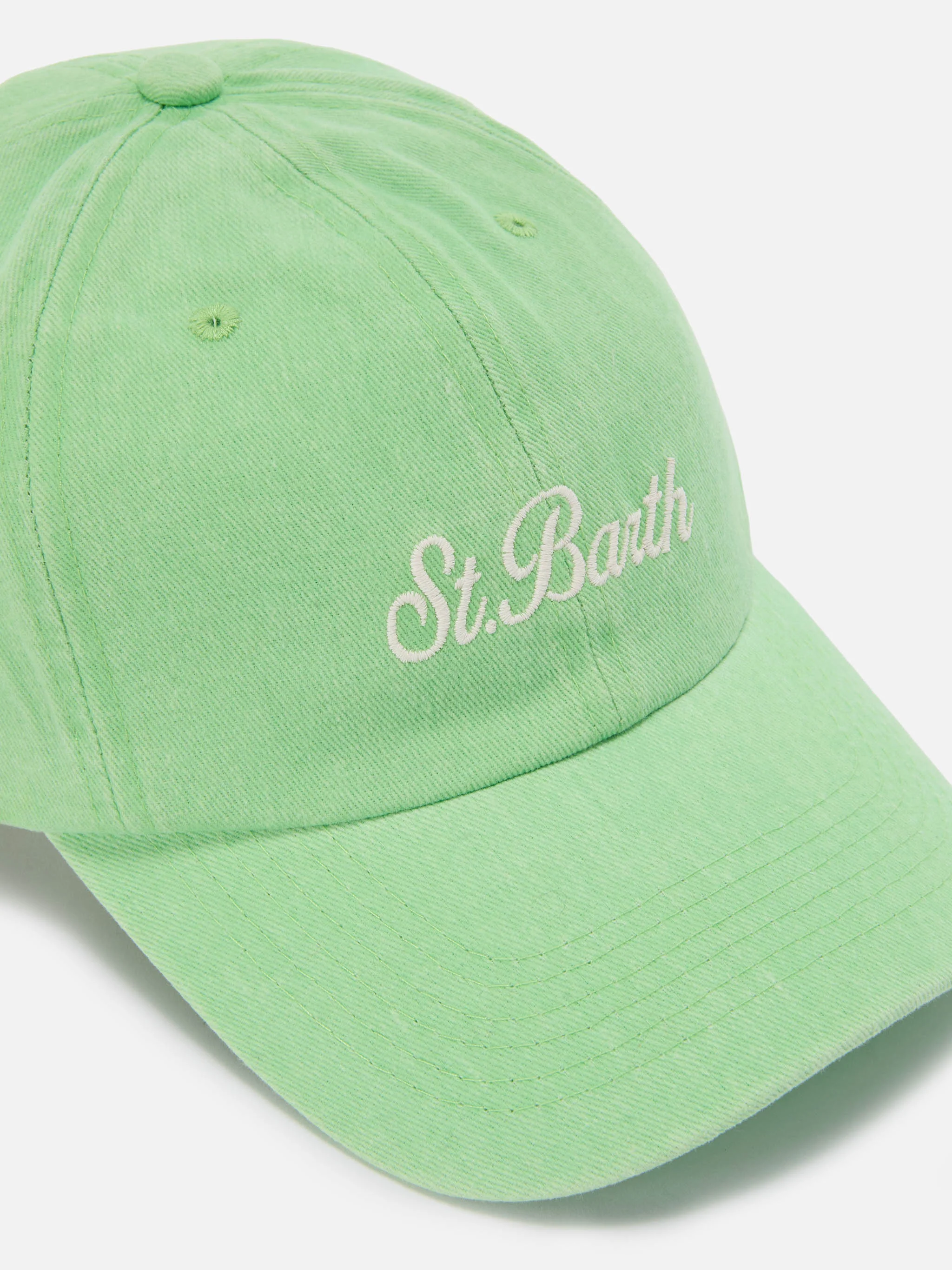 Cappellino Davis con visiera in cotone verde chiaro con logo ricamato - Image 2