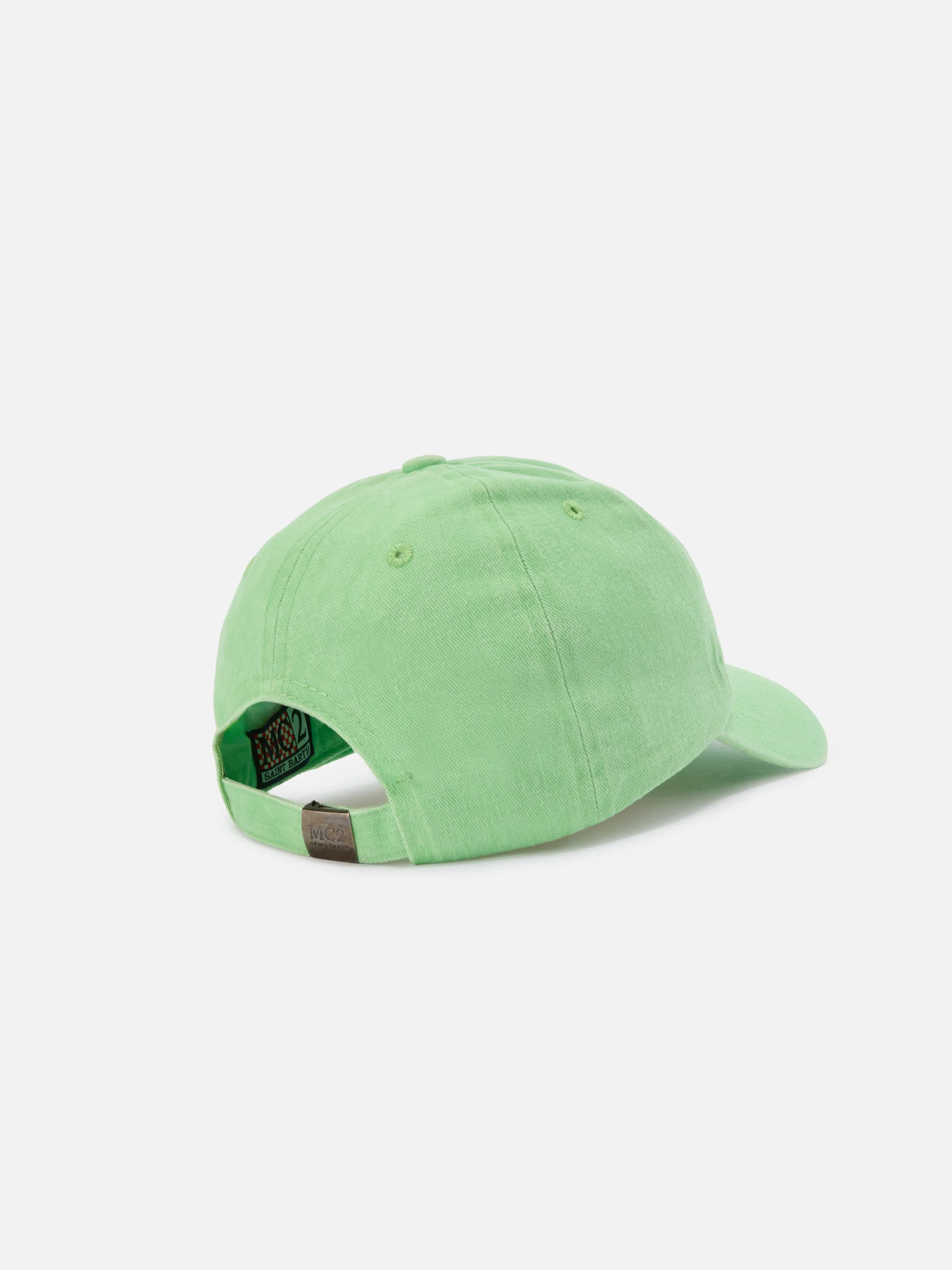Cappellino Davis con visiera in cotone verde chiaro con logo ricamato - Image 3