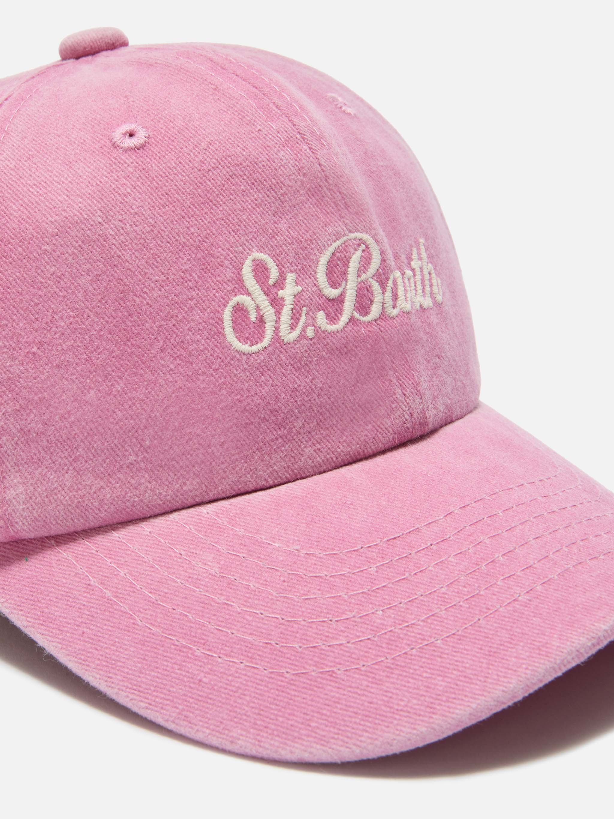 Cappellino Davis con visiera in cotone rosa chiaro con logo ricamato - Image 2