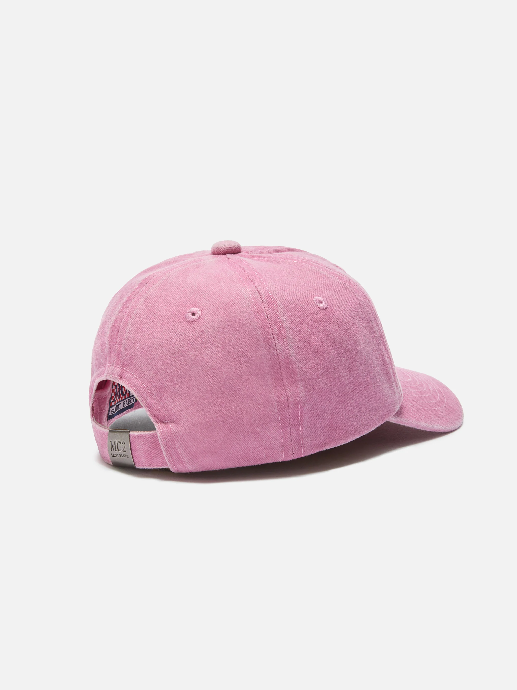Cappellino Davis con visiera in cotone rosa chiaro con logo ricamato - Image 3