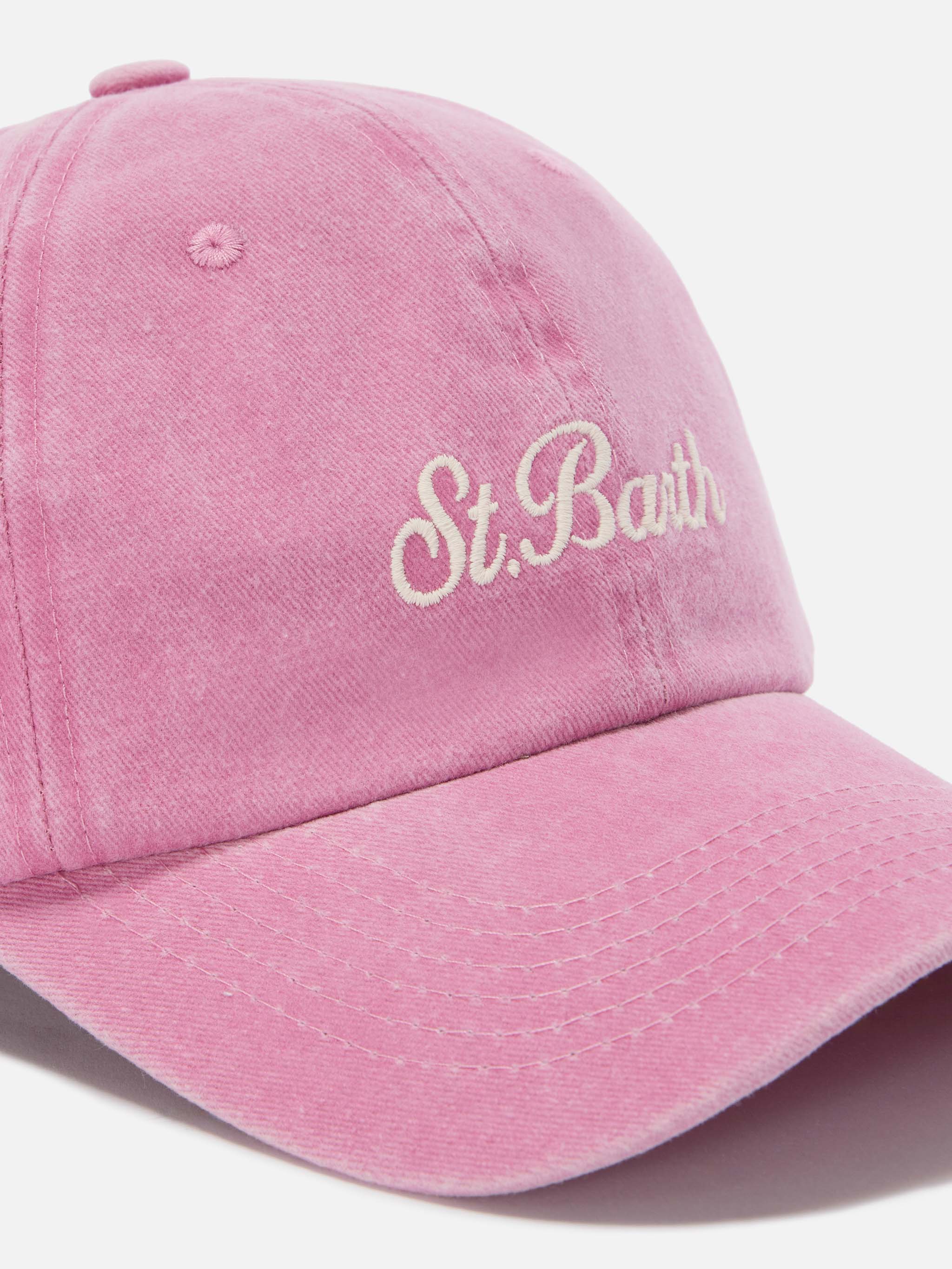 Cappellino Davis con visiera in cotone rosa chiaro con logo ricamato - Image 2