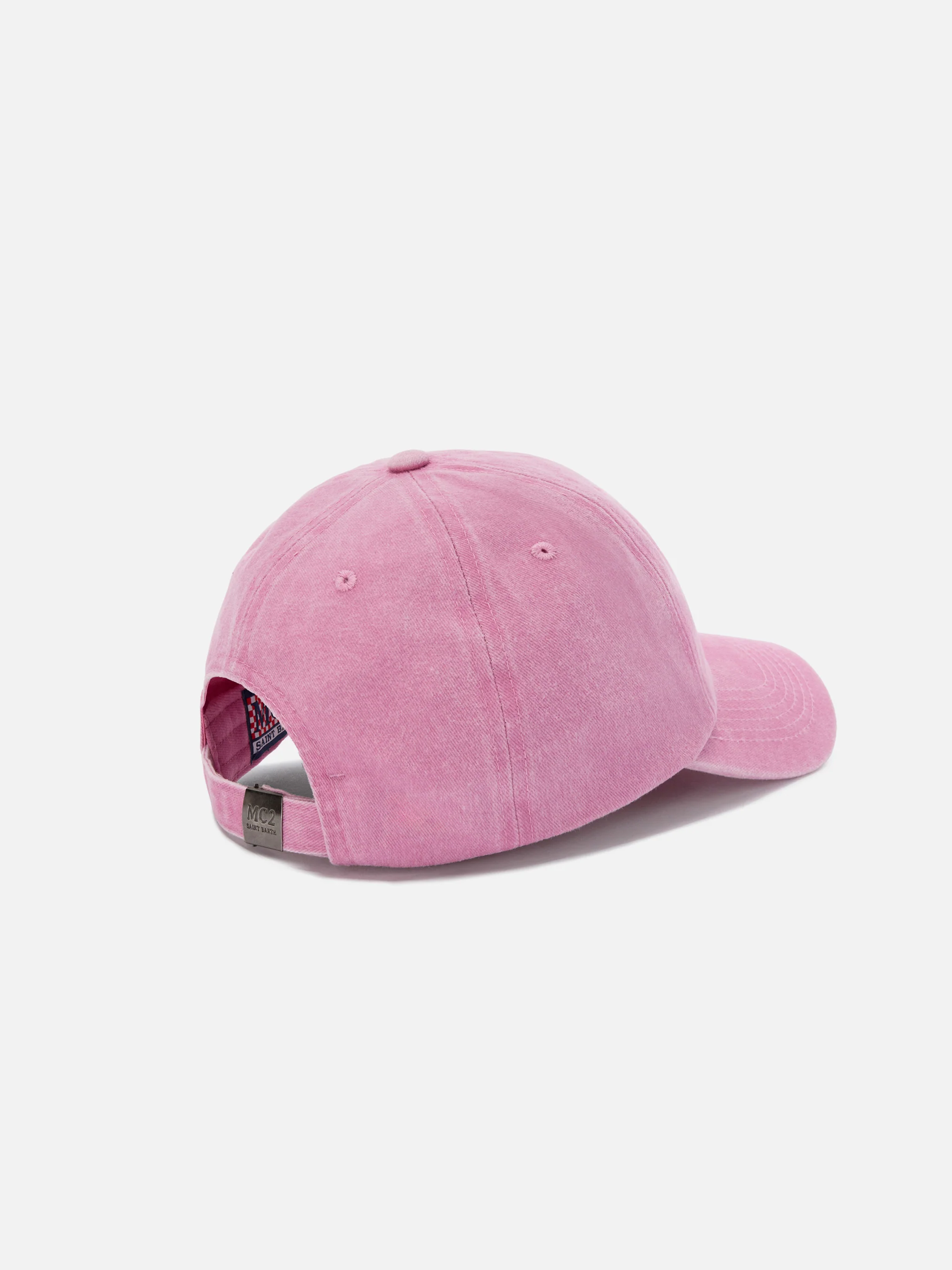 Cappellino Davis con visiera in cotone rosa chiaro con logo ricamato - Image 3