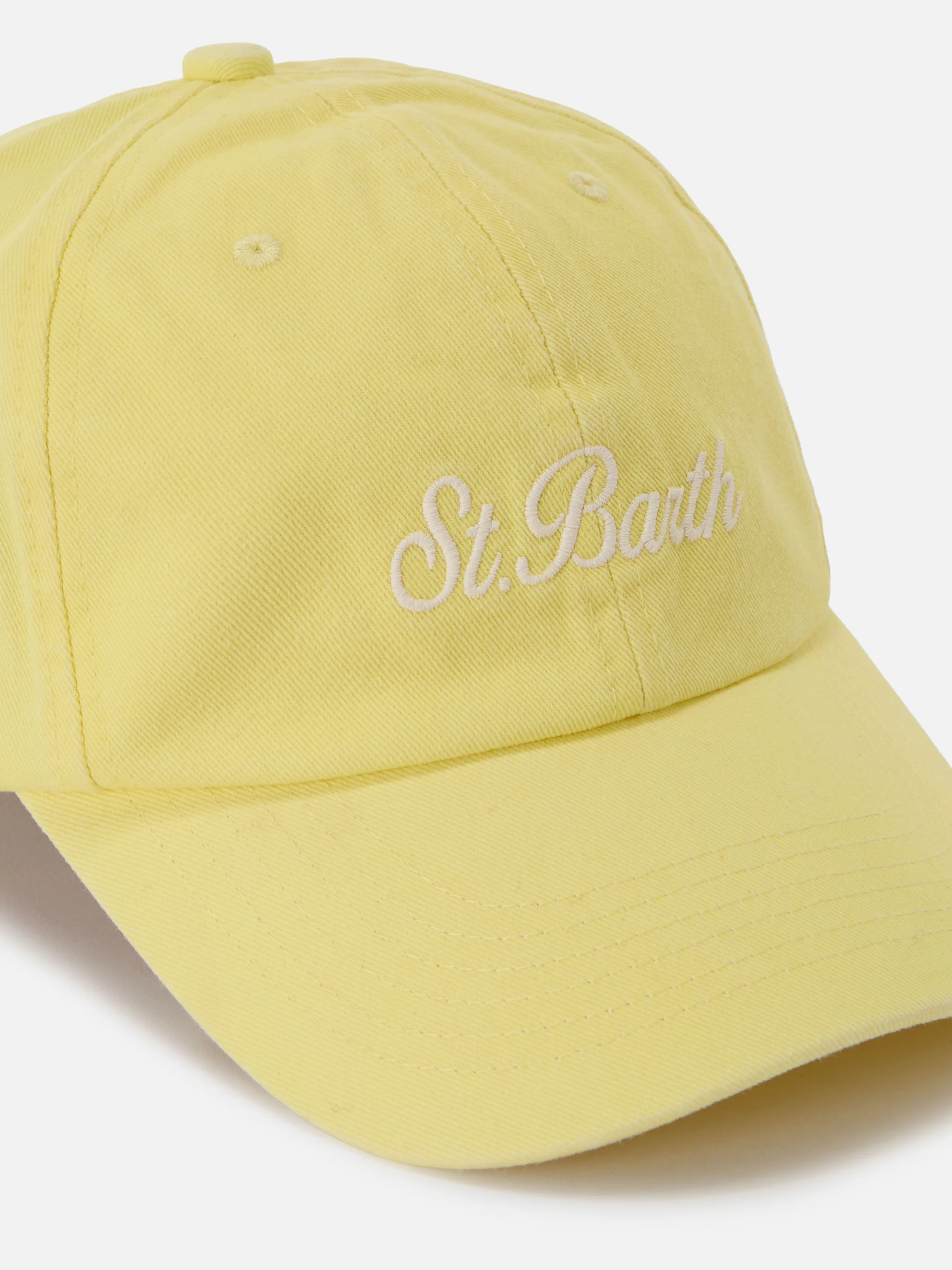 Cappellino Davis con visiera in cotone giallo chiaro con logo ricamato - Image 2