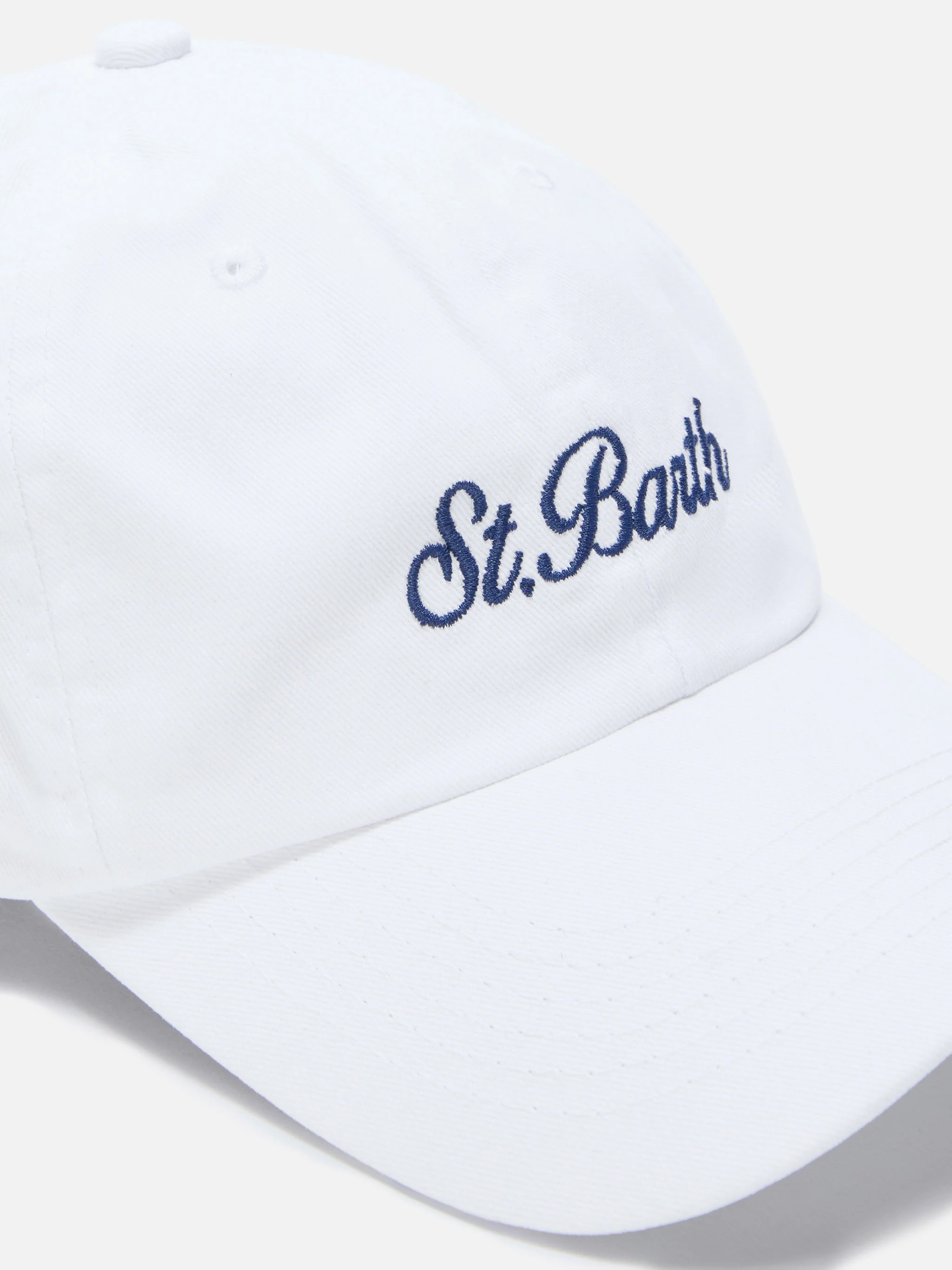 Cappellino Davis con visiera in cotone bianco con logo ricamato - Image 2