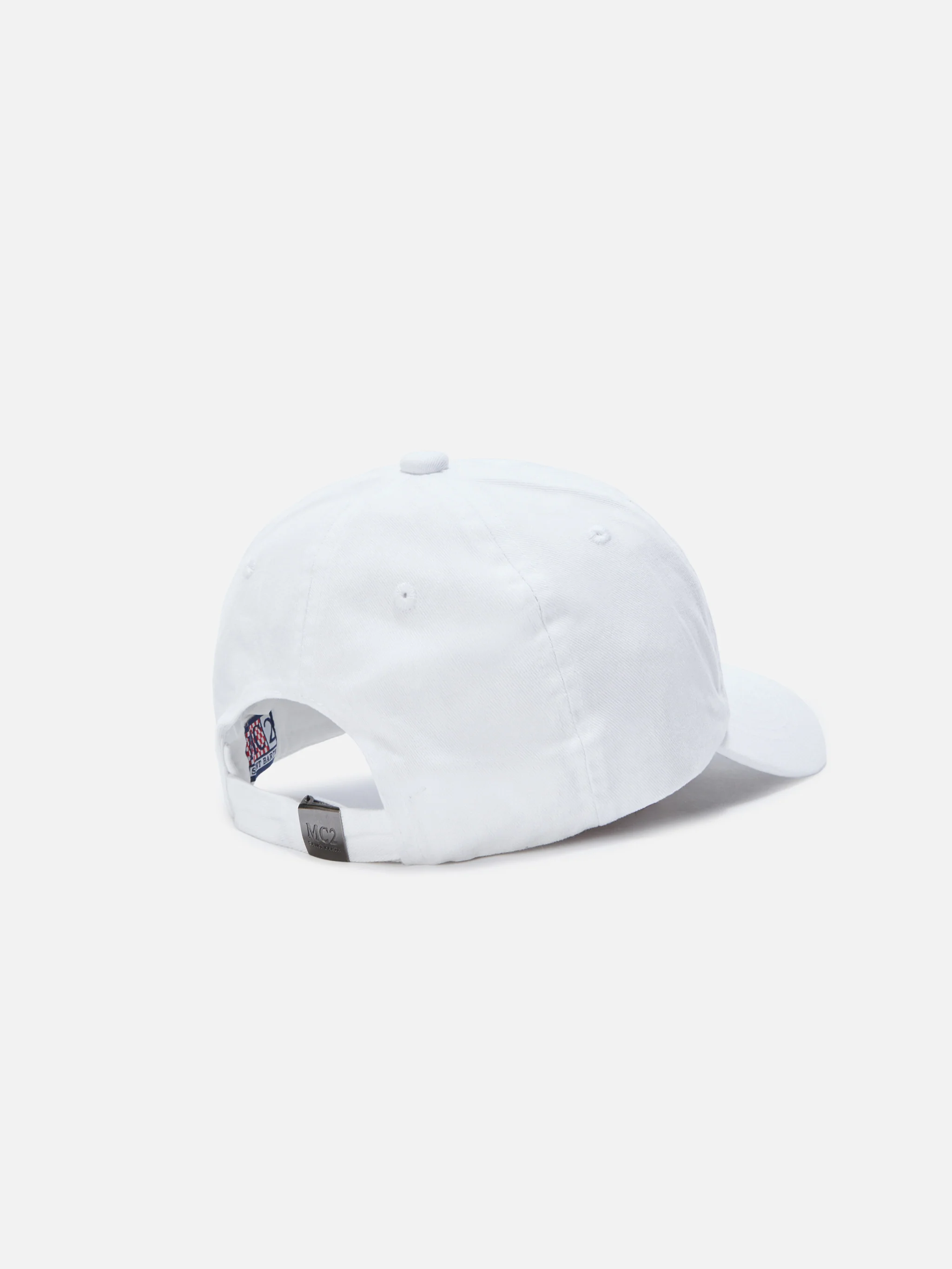 Cappellino Davis con visiera in cotone bianco con logo ricamato - Image 3