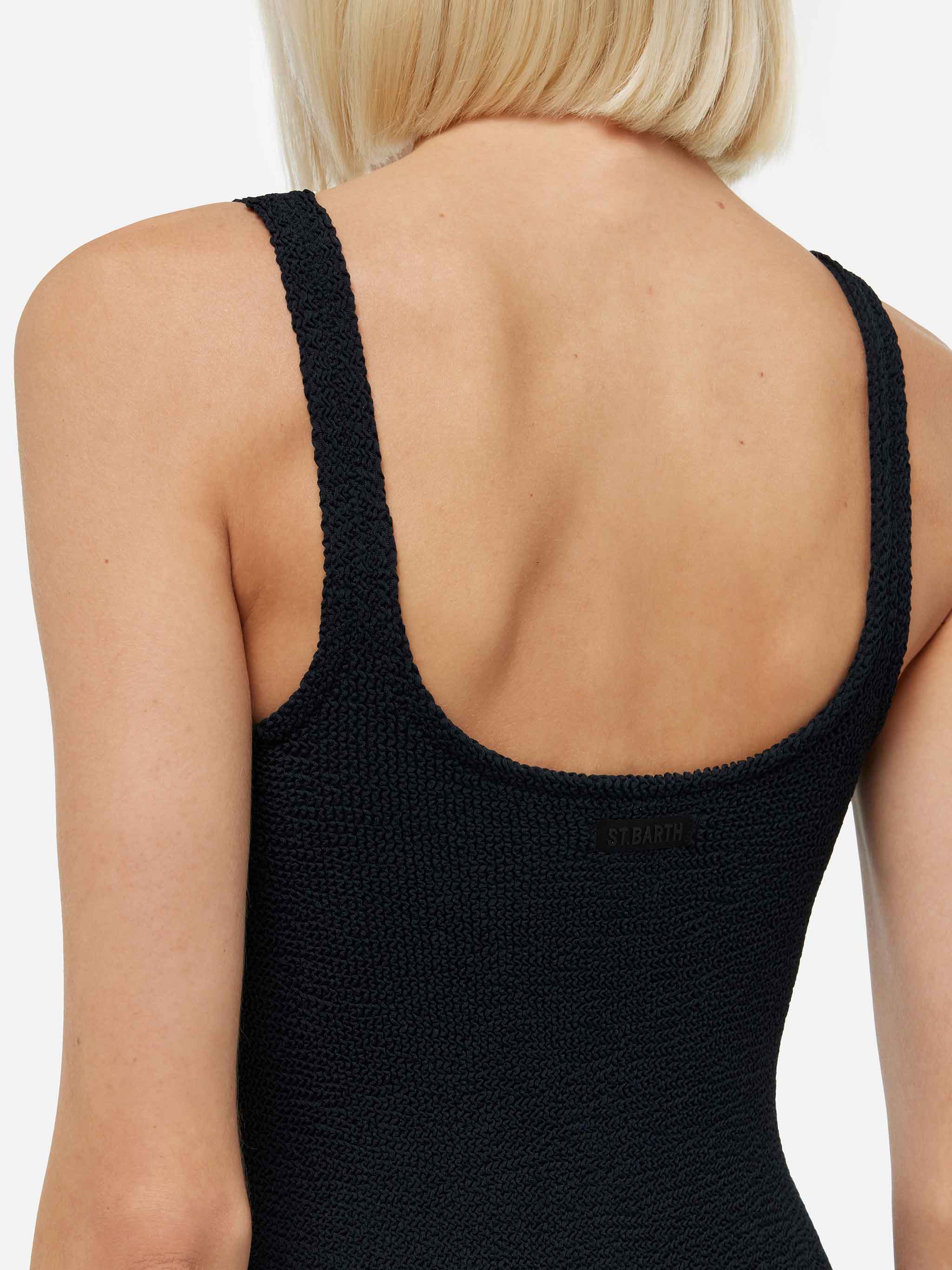 Abito tank Deana in tessuto crinkle nero - Image 2