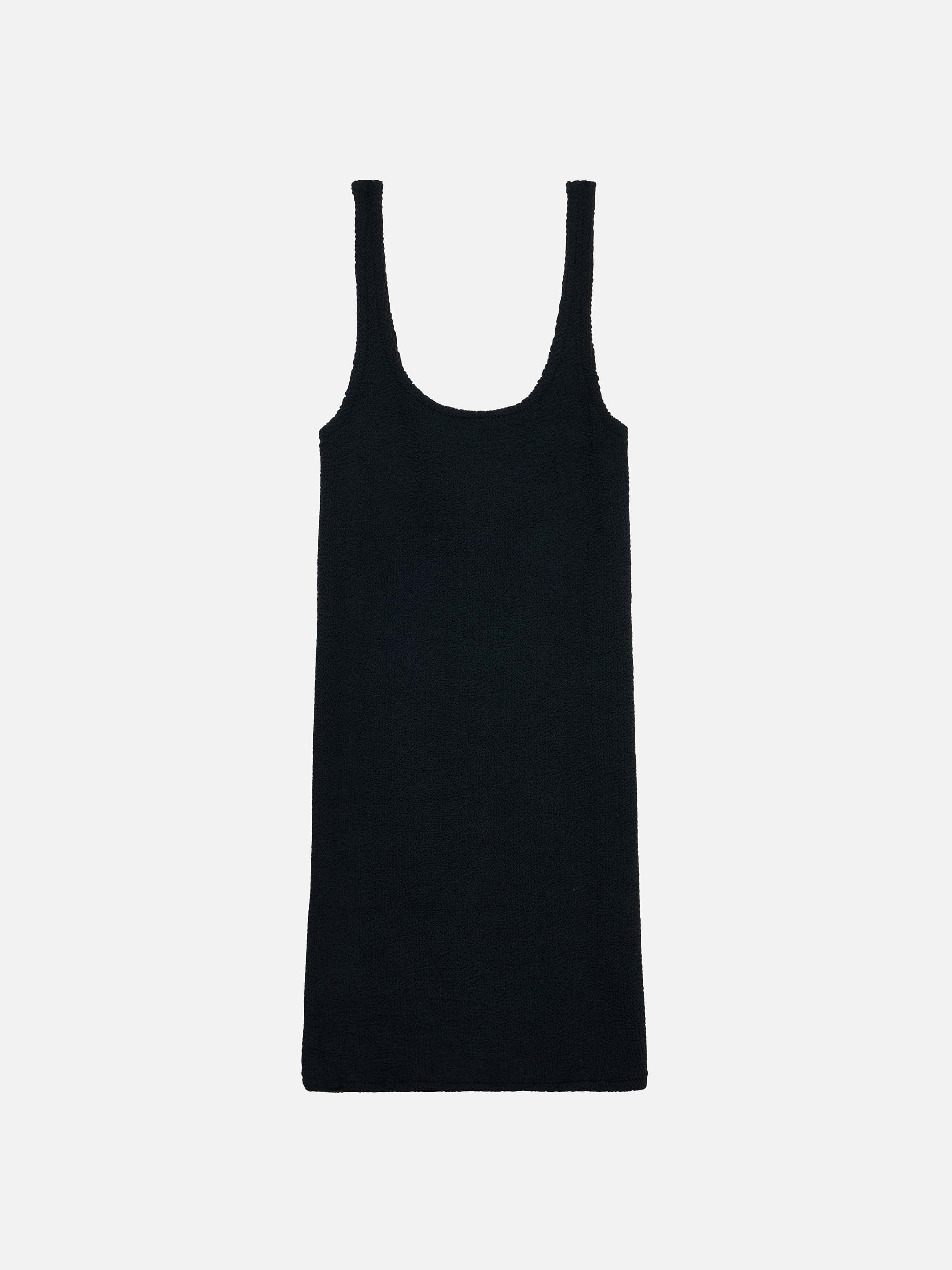 Abito tank Deana in tessuto crinkle nero - Image 4