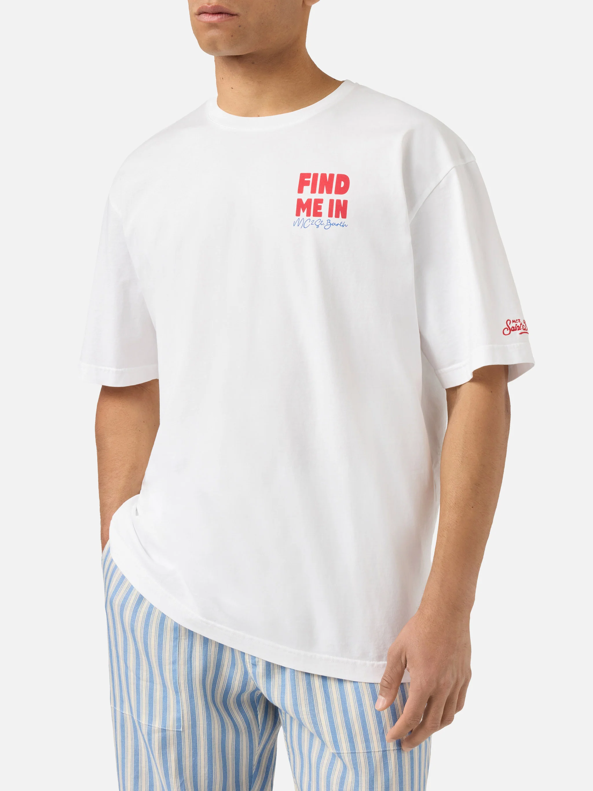 T-shirt Delmar con stampa Find Me On Vacation e maxi grafica sul retro - Image 3