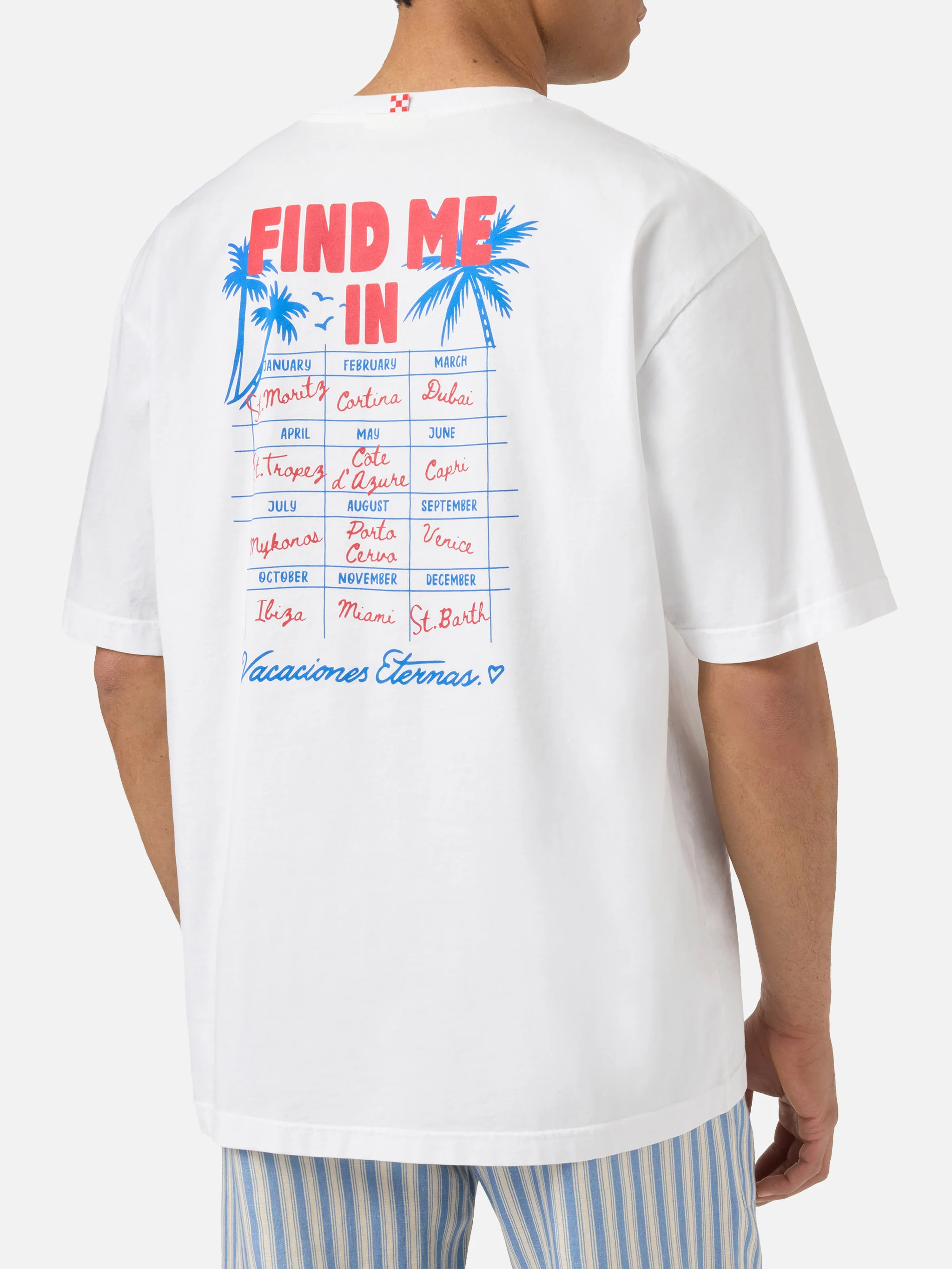 T-shirt Delmar con stampa Find Me On Vacation e maxi grafica sul retro - Image 4