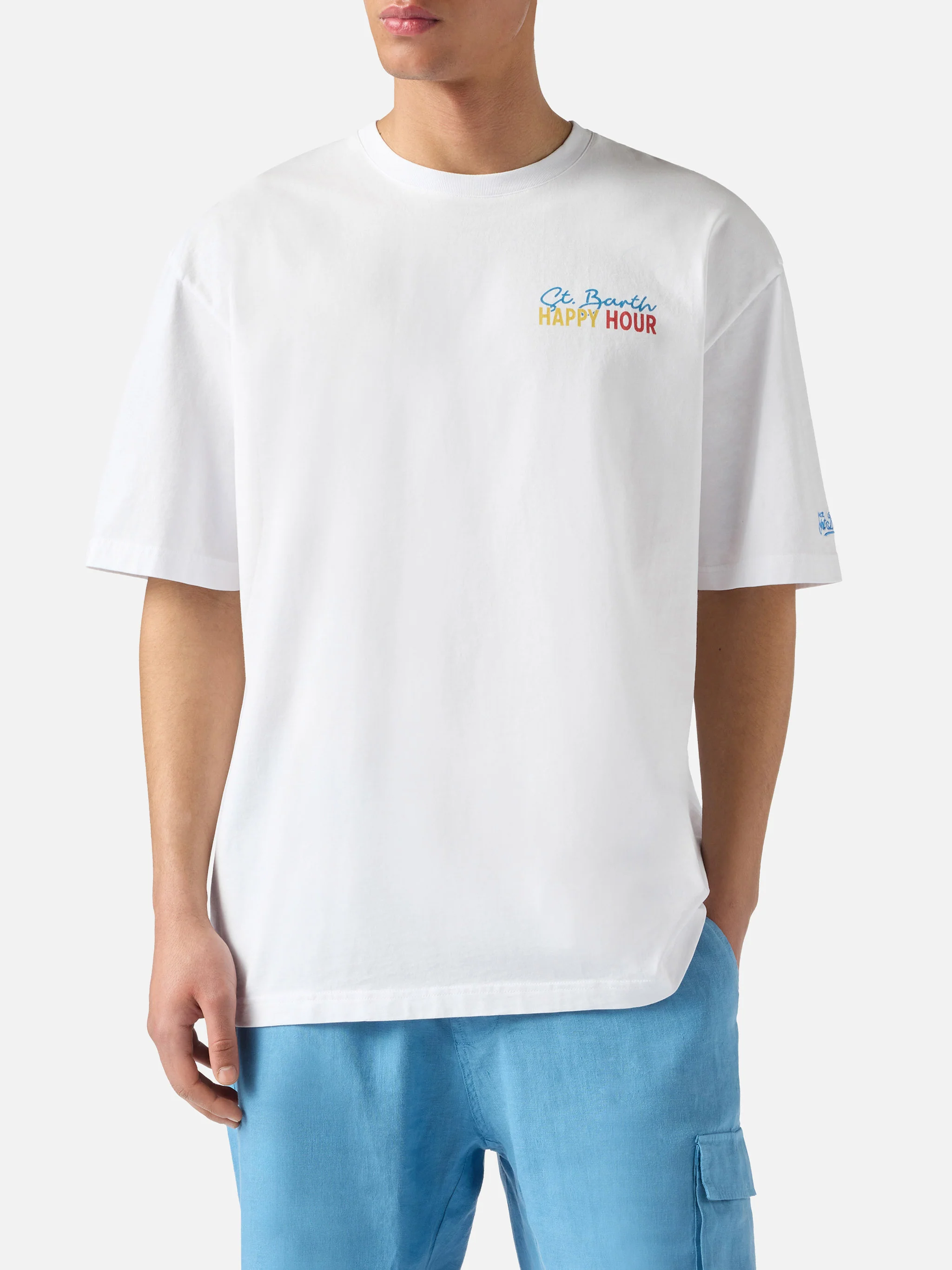 T-shirt Delmar con stampa St. Barth Happy Hour e maxi grafica sul retro - Image 3
