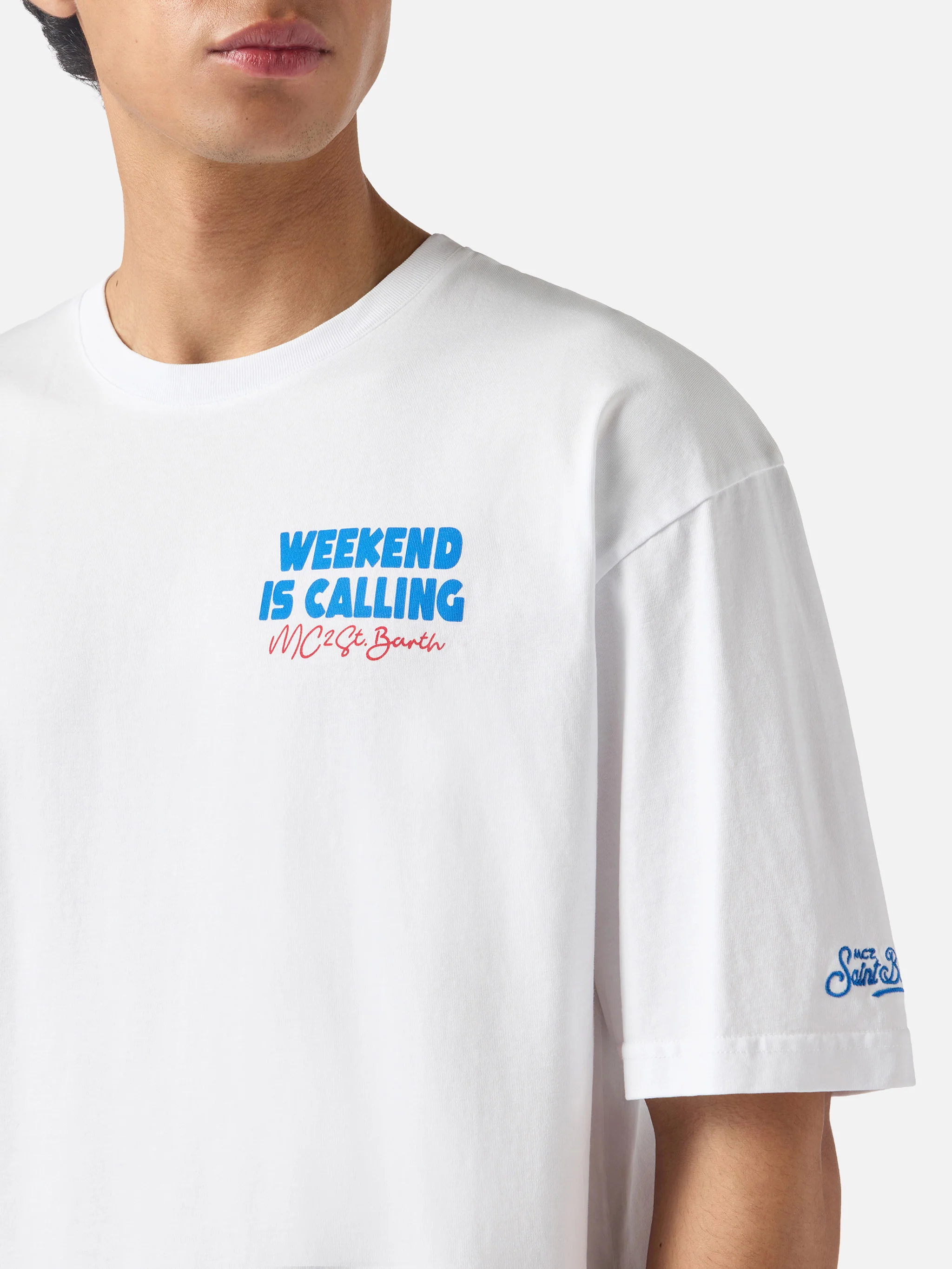 T-shirt Delmar con stampa Weekend Is Calling e maxi grafica sul retro - Image 2