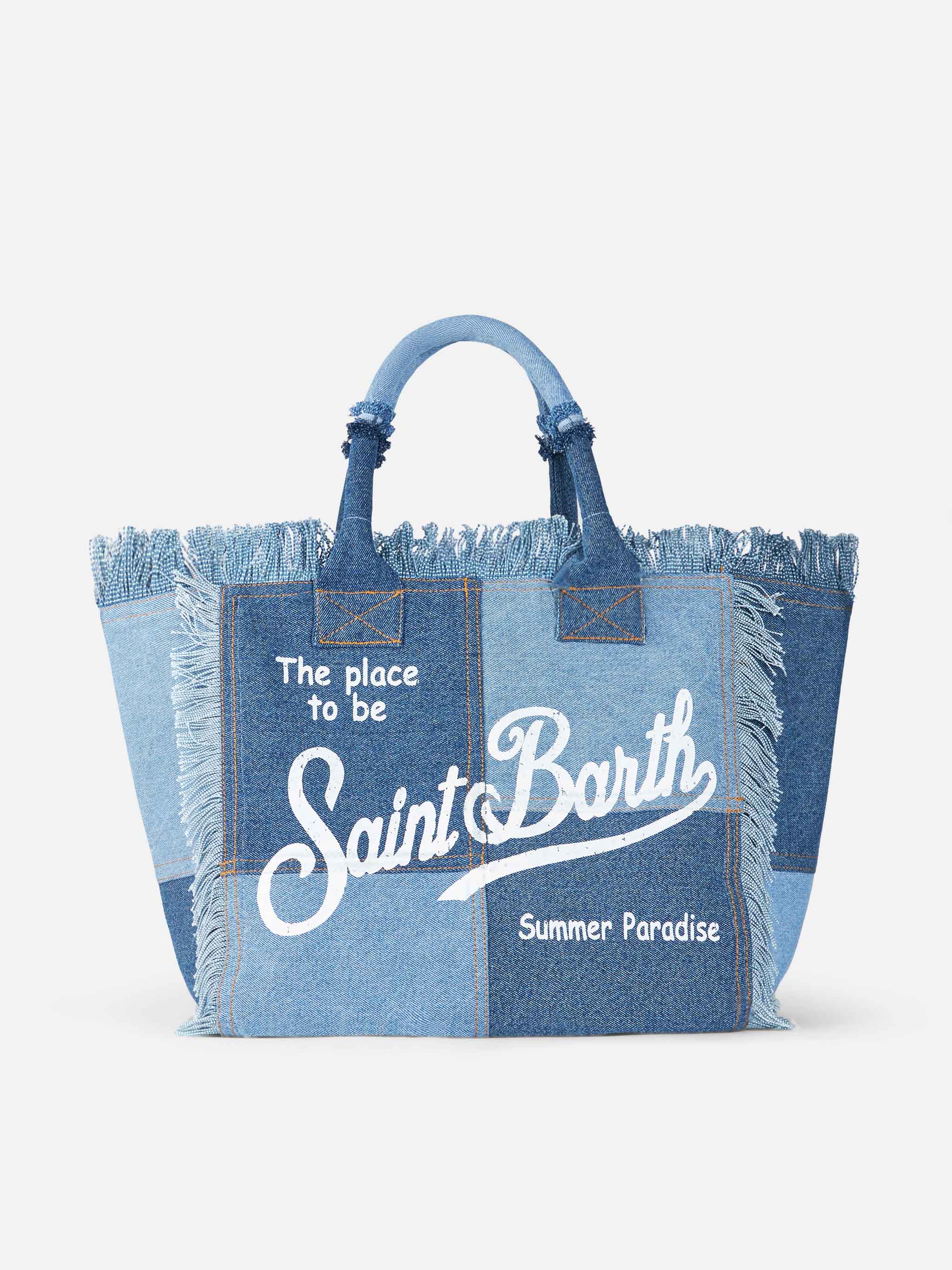 Borsa a spalla Vanity in canvas di cotone denim patchwork - Image 4