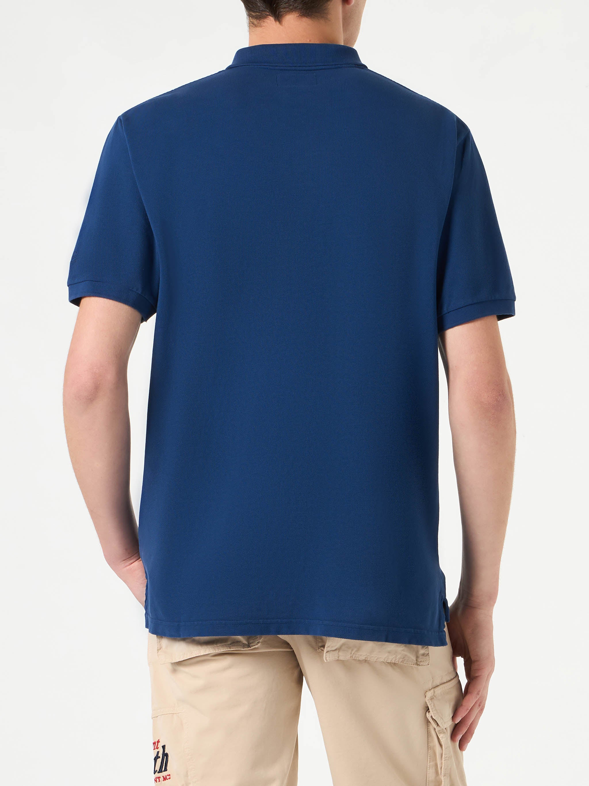 Polo in denim piquet con logo St. Barth effetto vintage - Image 3