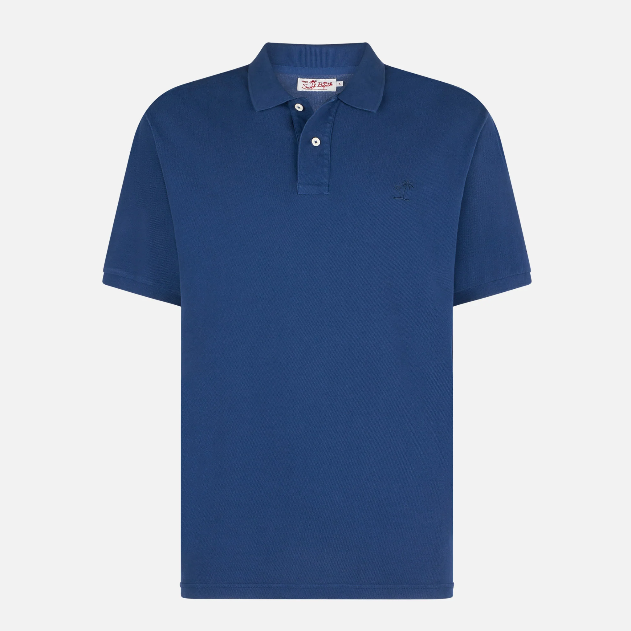 Polo in denim piquet con logo St. Barth effetto vintage - Image 4