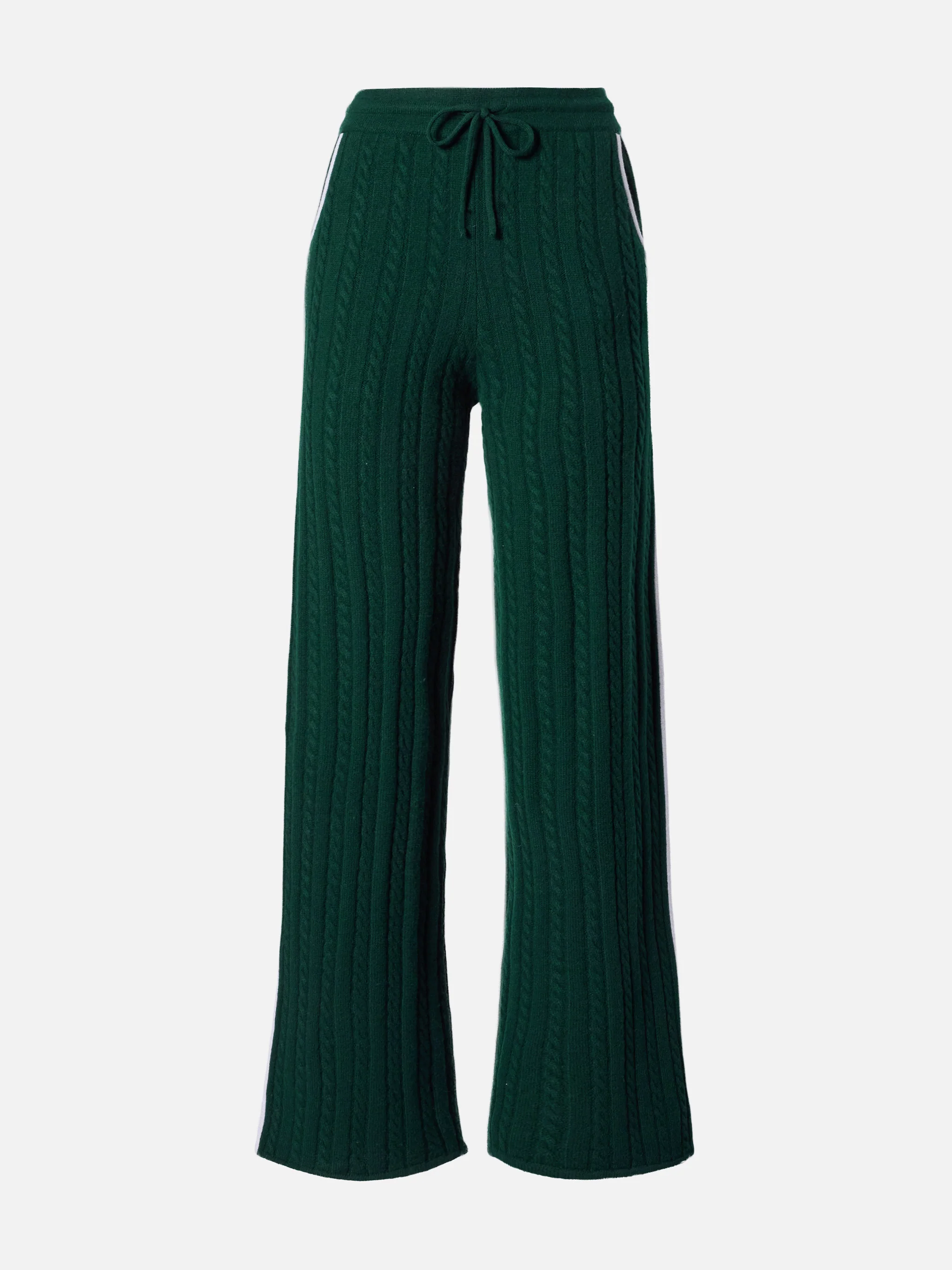 Pantaloni a trecce Dinard in lana verde inglese con ricamo St. Barth - Image 5