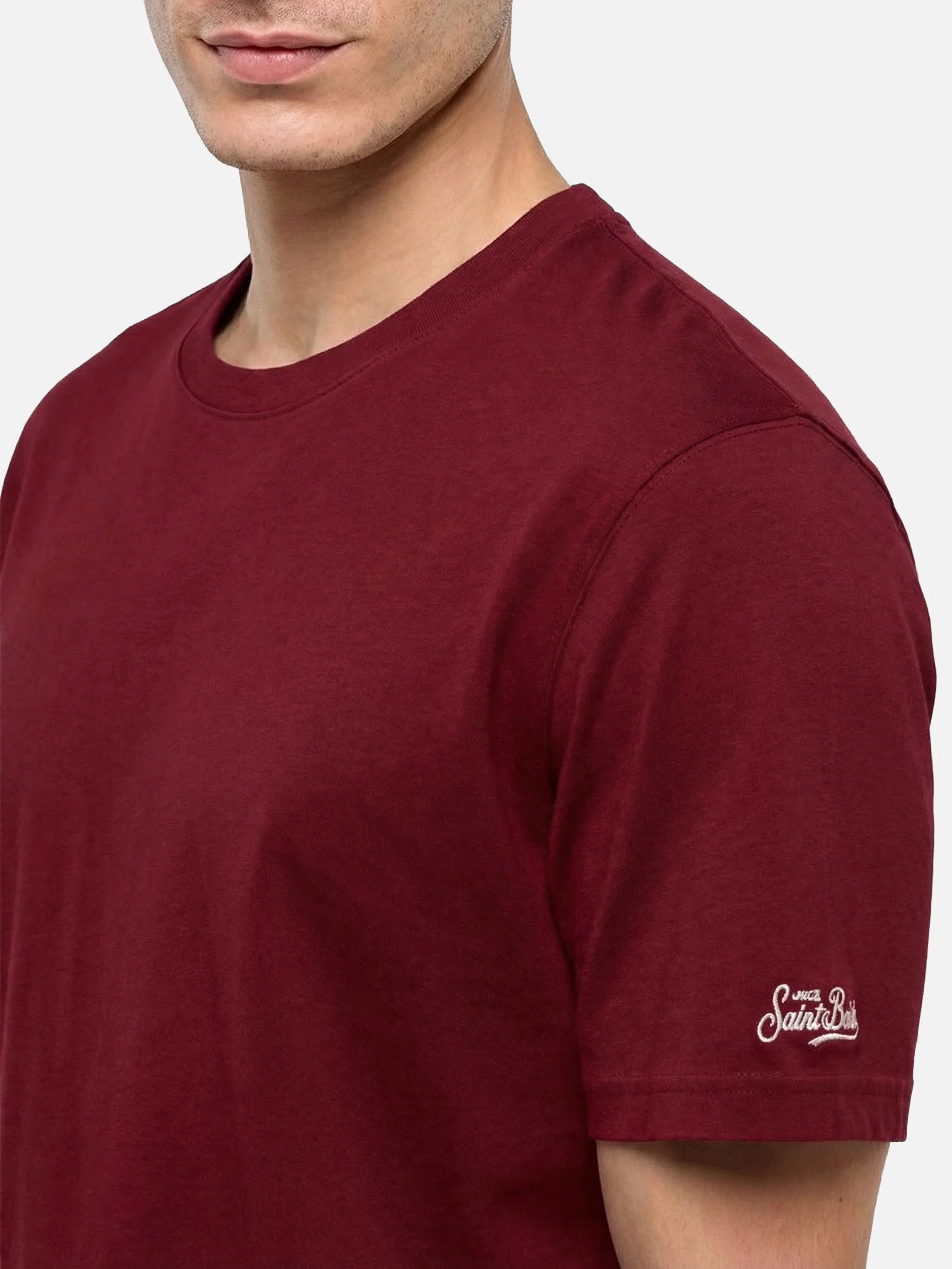 Dover t-shirt in jersey di cotone bordeaux con ricamo St. Barth - Image 2