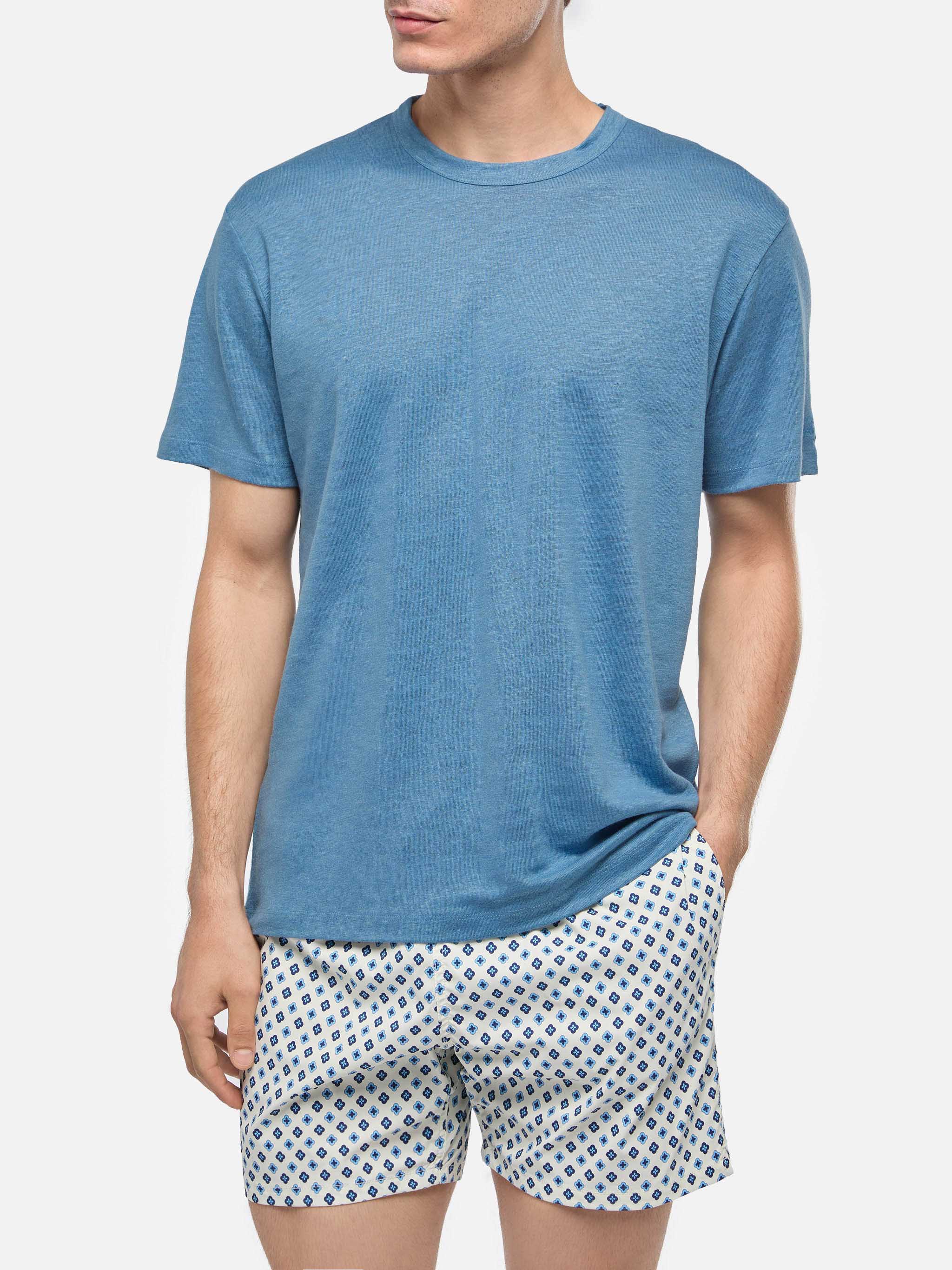 Tshirt Ecstasea in jersey di lino blu polvere - Image 2