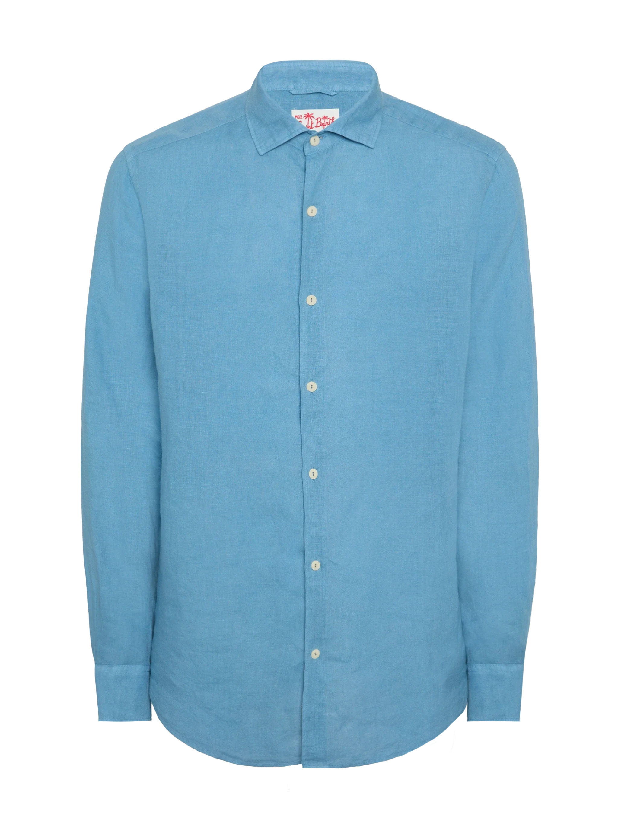 Camicia Pamplona in lino blu polvere - Image 4