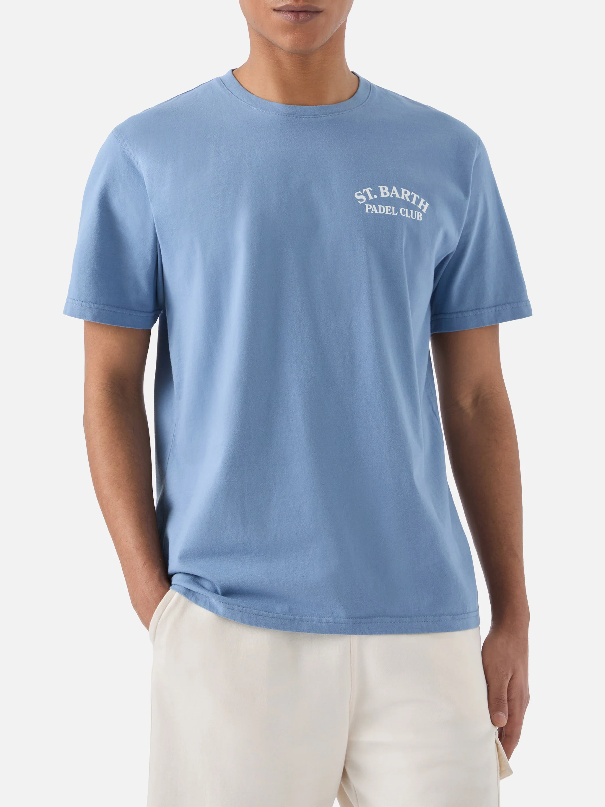 T-shirt Portland azzurra con illustrazione St. Barth Padel Club - Image 3