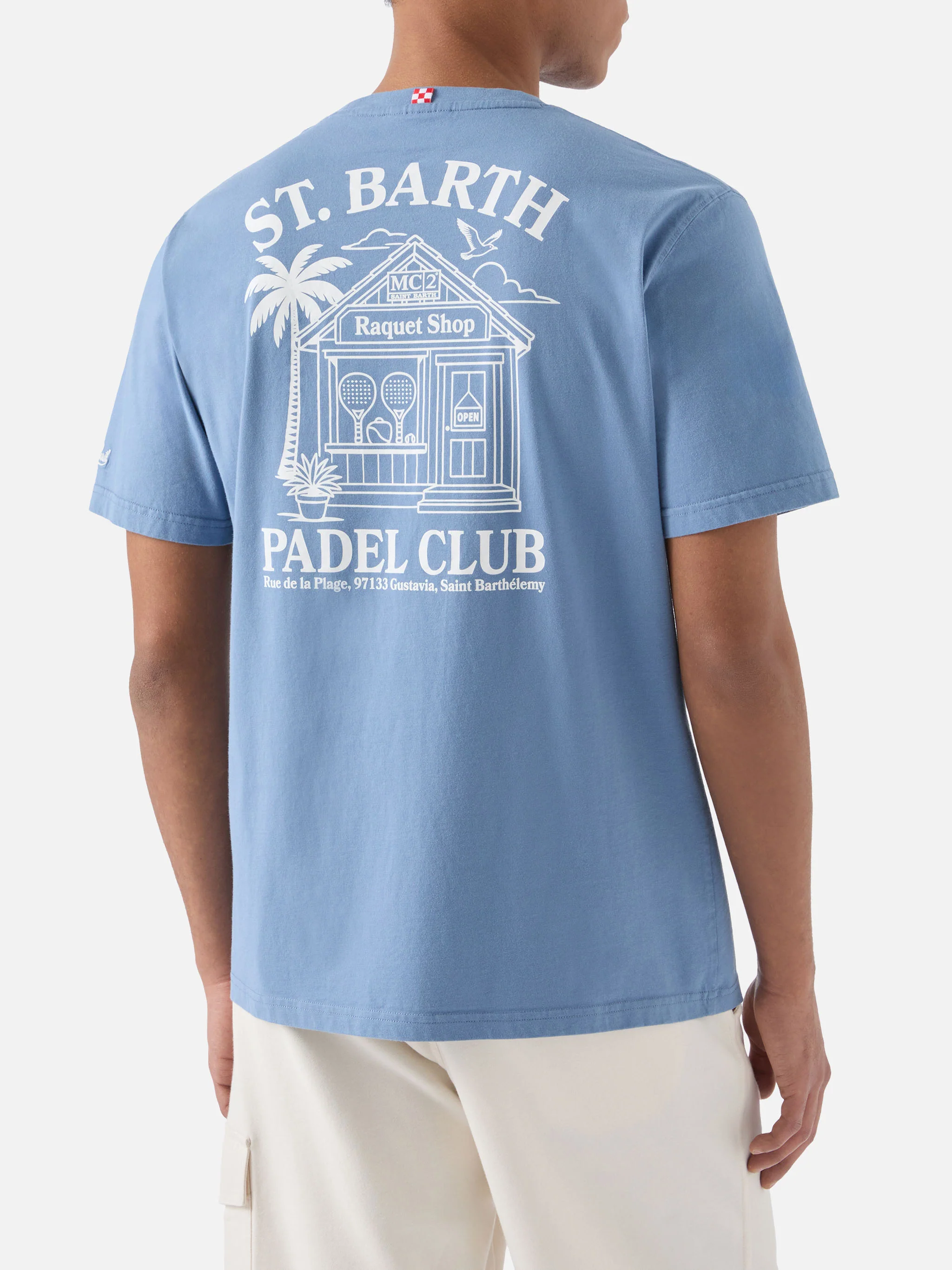 T-shirt Portland azzurra con illustrazione St. Barth Padel Club - Image 4