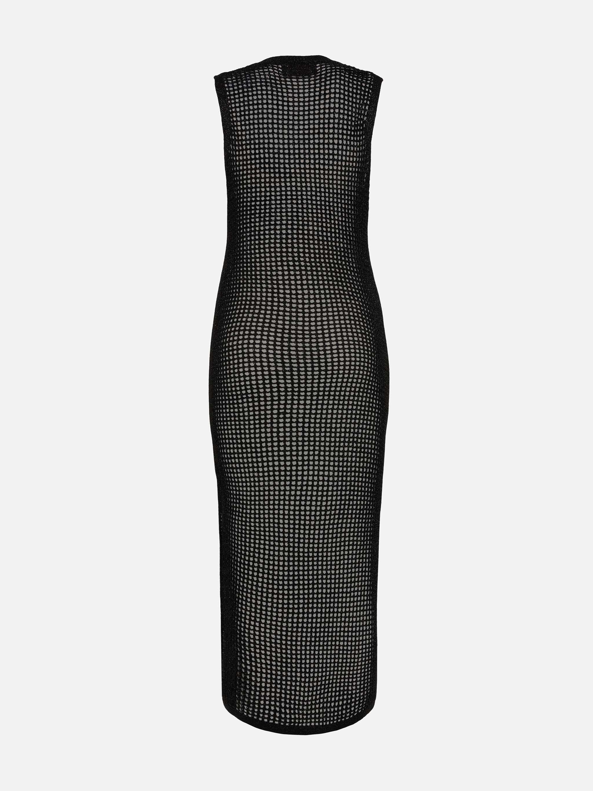 Abito lungo Eileen in rete crochet lurex nero - Image 5