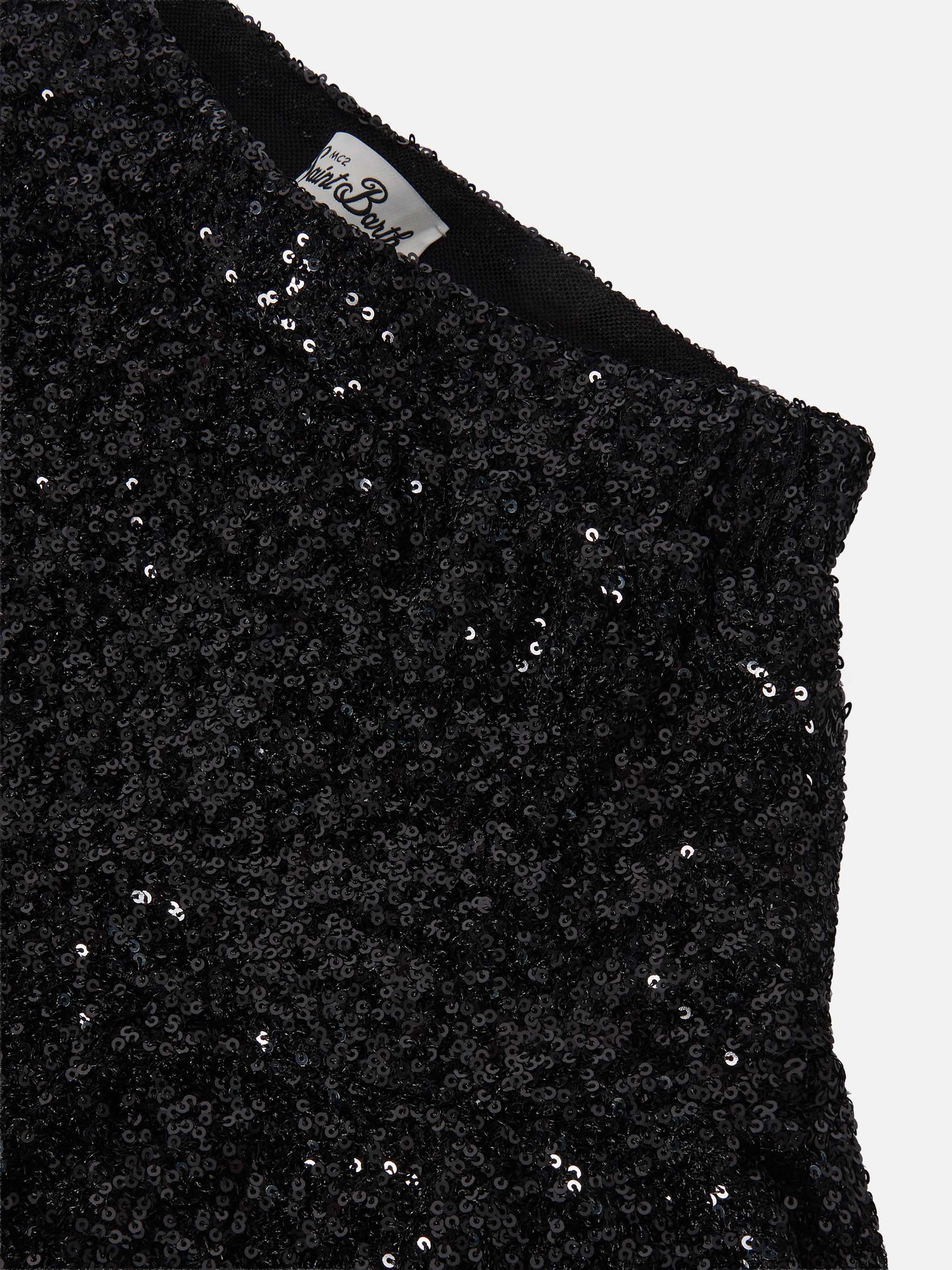 Minigonna Eivissa Jr in paillettes con balze nera - Image 3