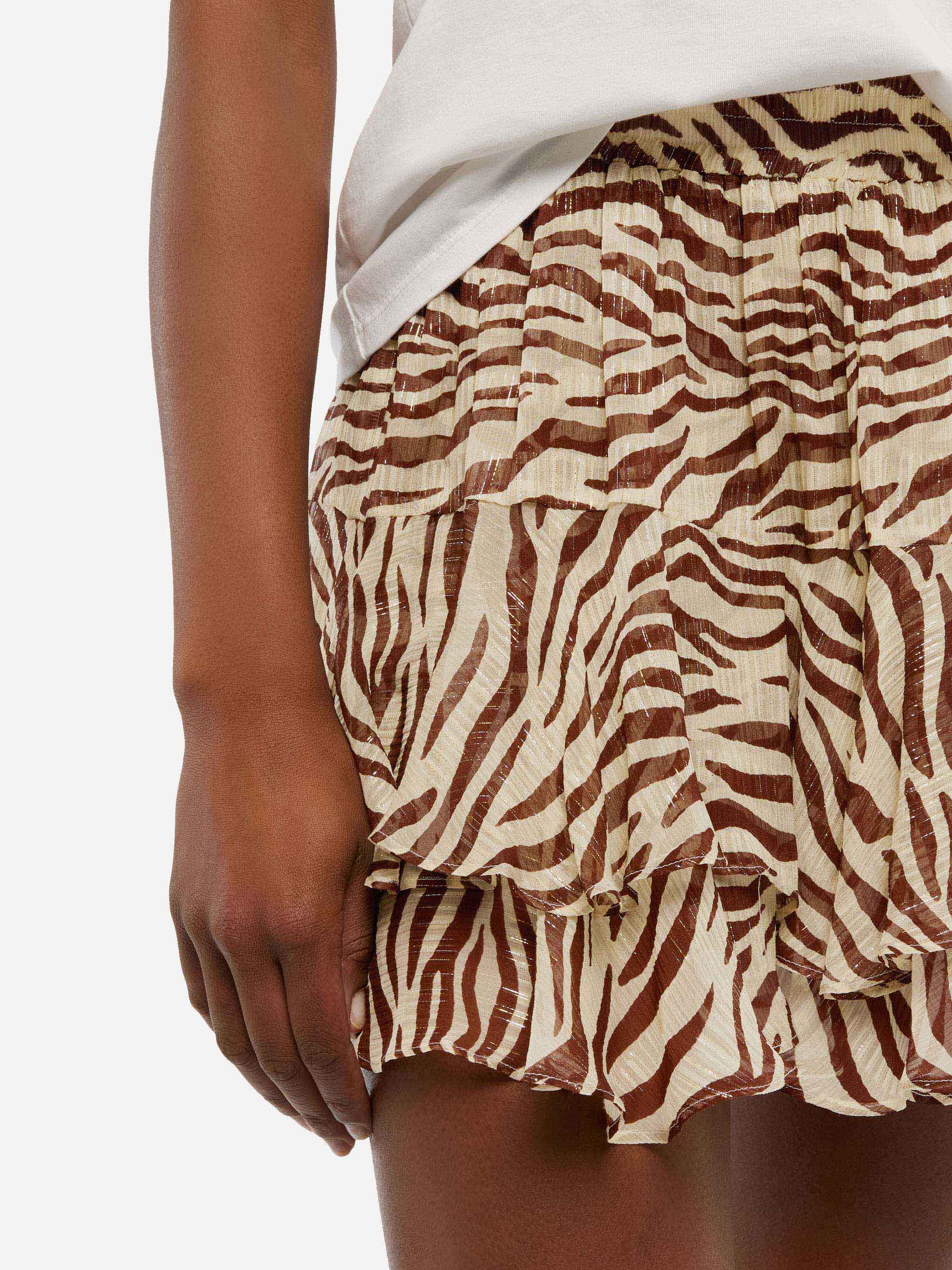 Eivissa mini gonna in voile di seta lurex con stampa animalier - Image 2
