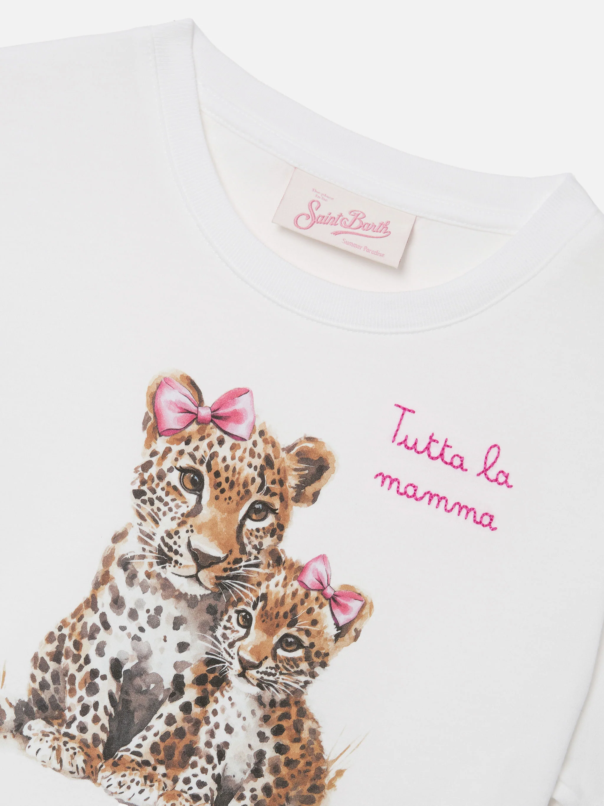 T-shirt Elly bianca con stampa leopardi e ricamo Tutta la mamma - Image 2