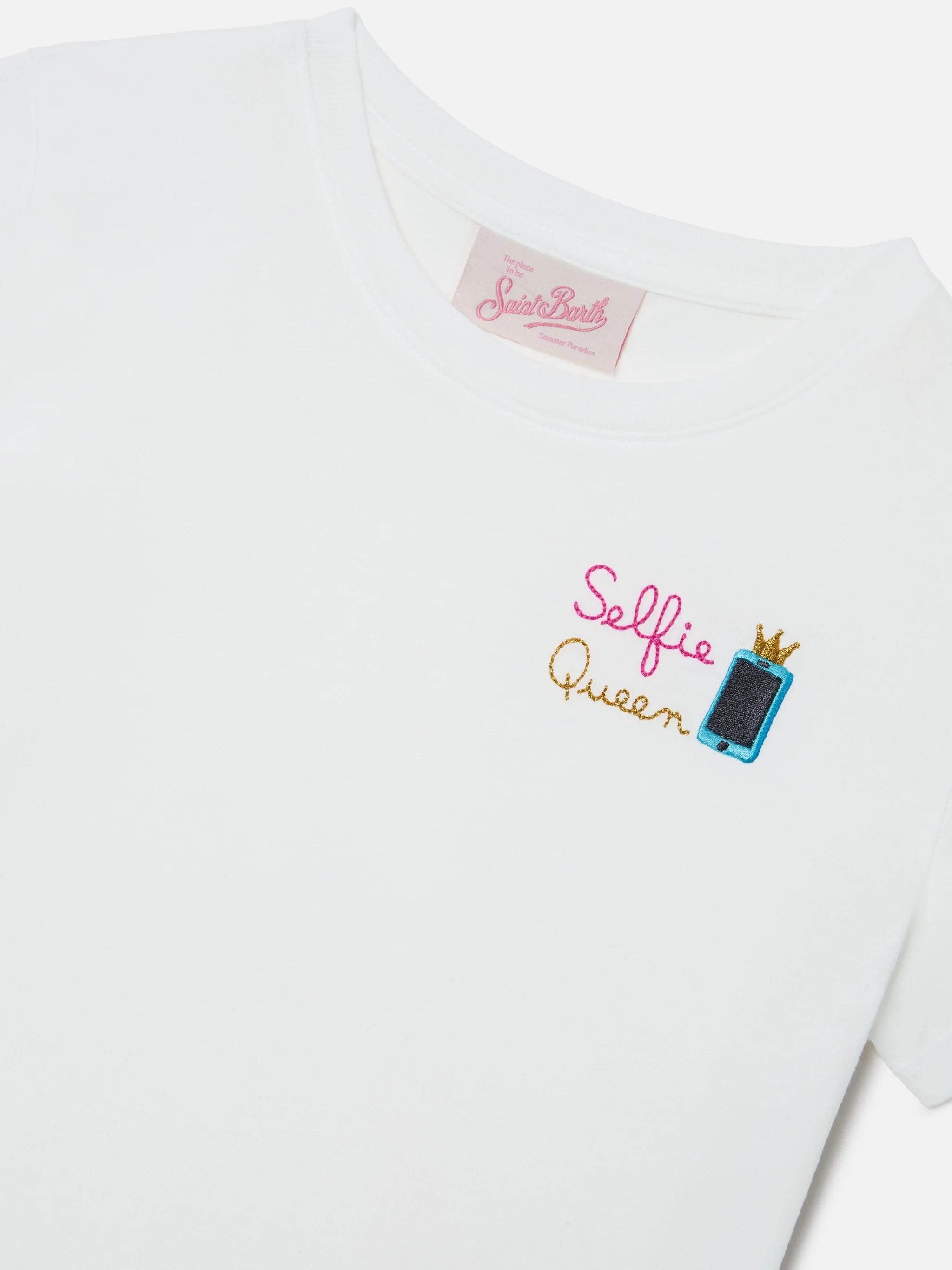 T-shirt Elly bianca con ricamo Selfie Queen - Image 2