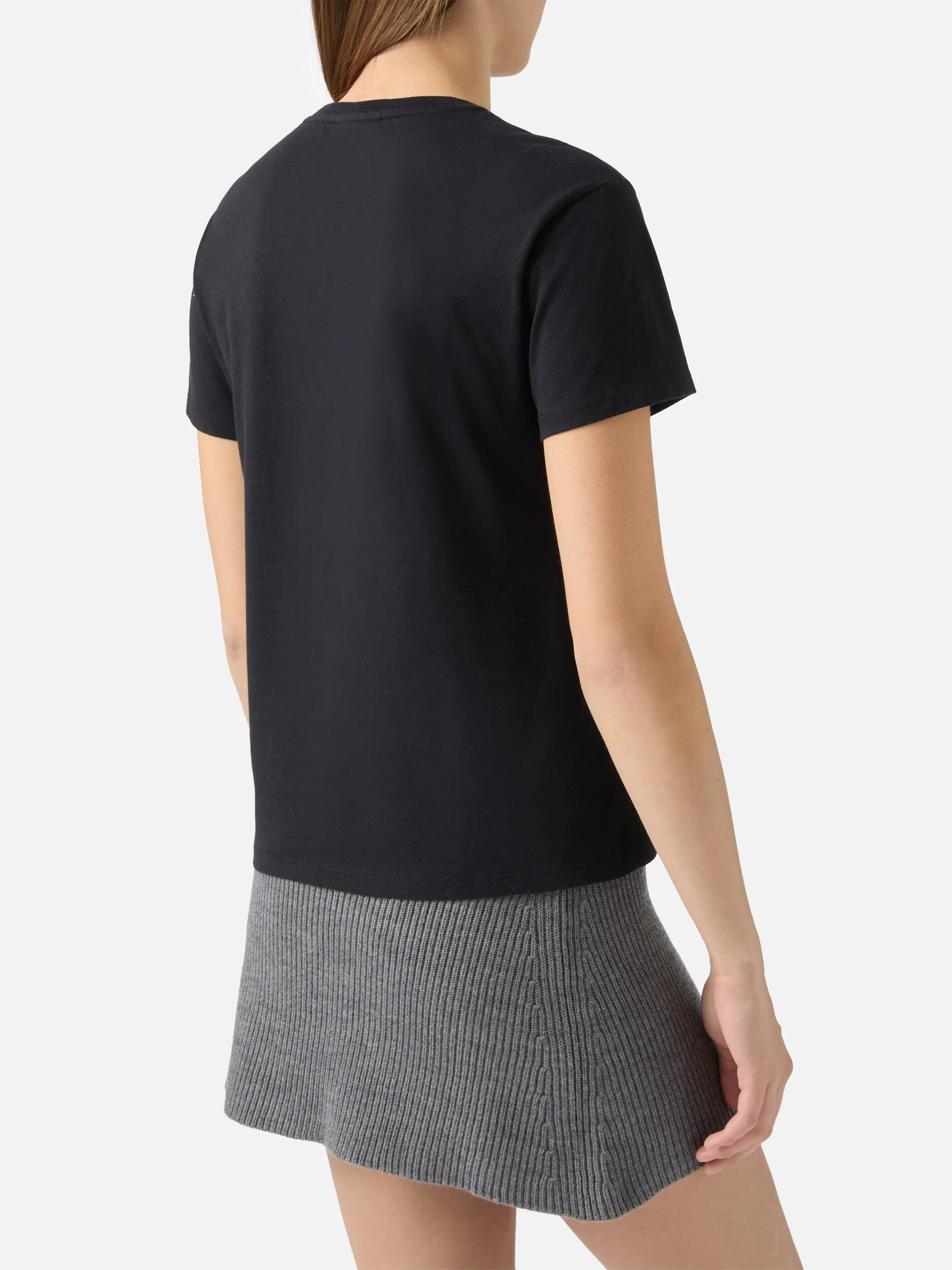 T-shirt Emilie in cotone nero con applicazione in strass Bollicine Queen - Image 3