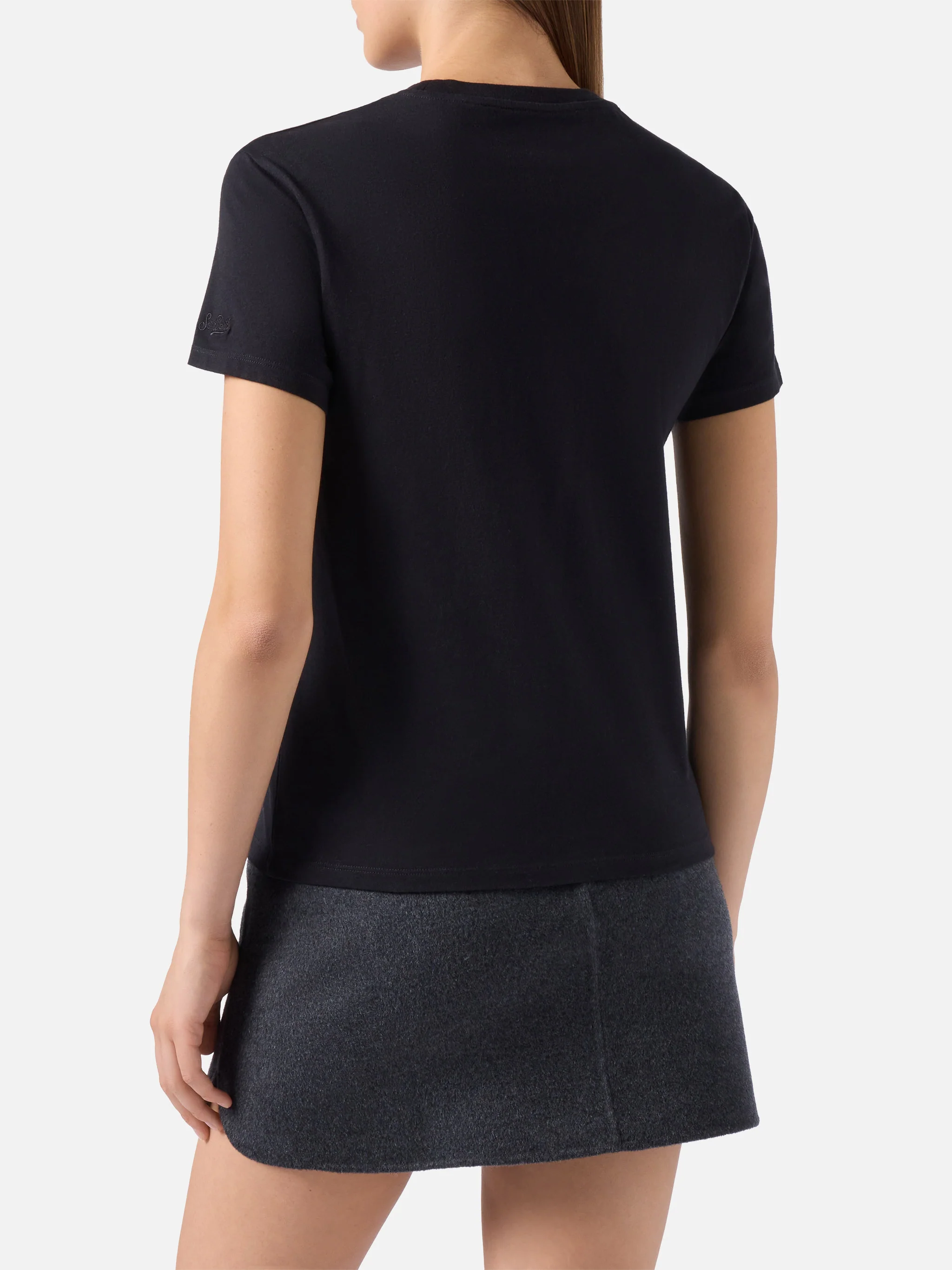 T-shirt Emilie in cotone nero con applicazione glitter Vacanze di Natale | VACANZE DI NATALE SPECIAL EDITION - Image 3
