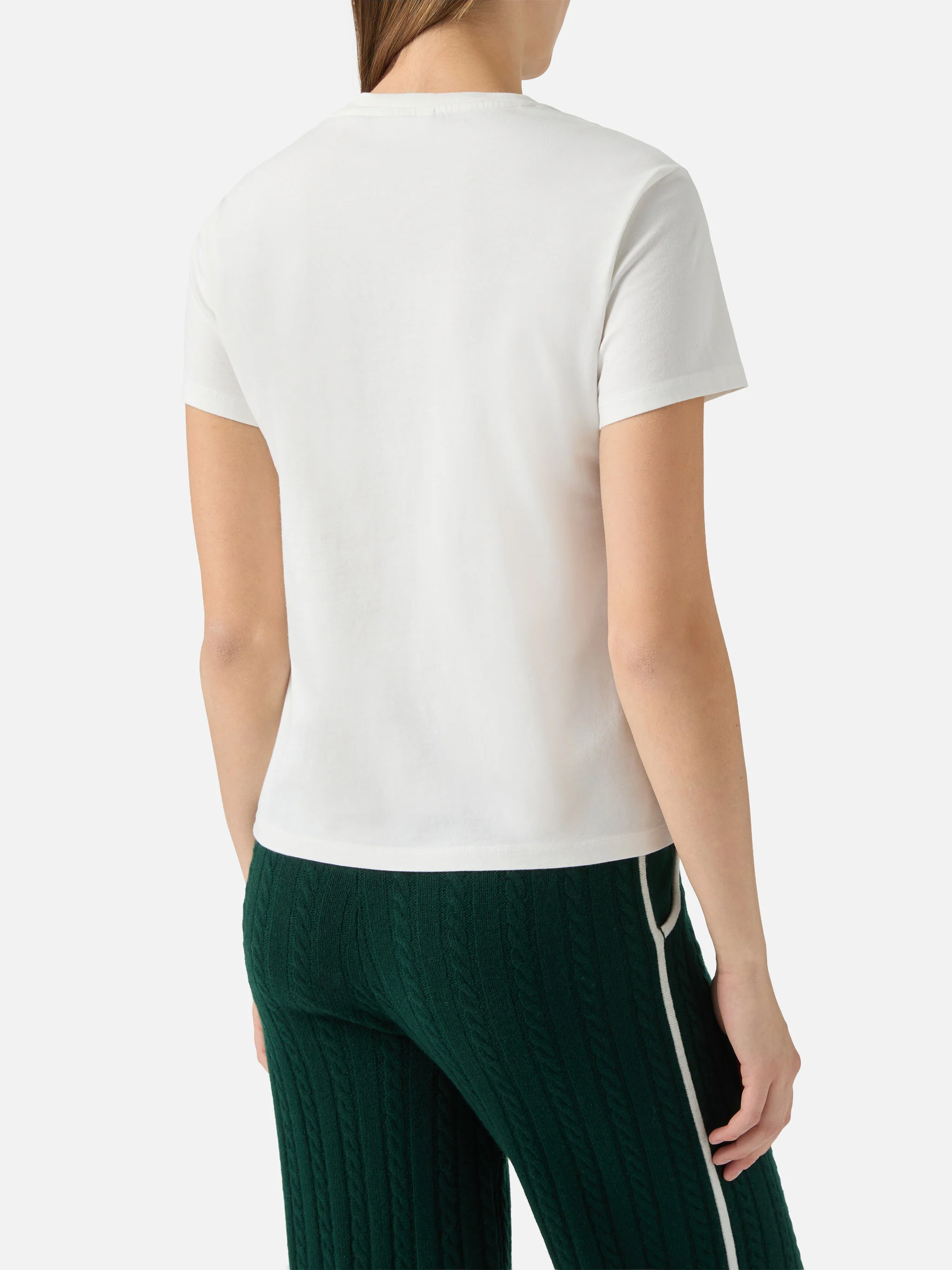 T-shirt Emilie in cotone bianco con ricamo Mela Meno - Image 3