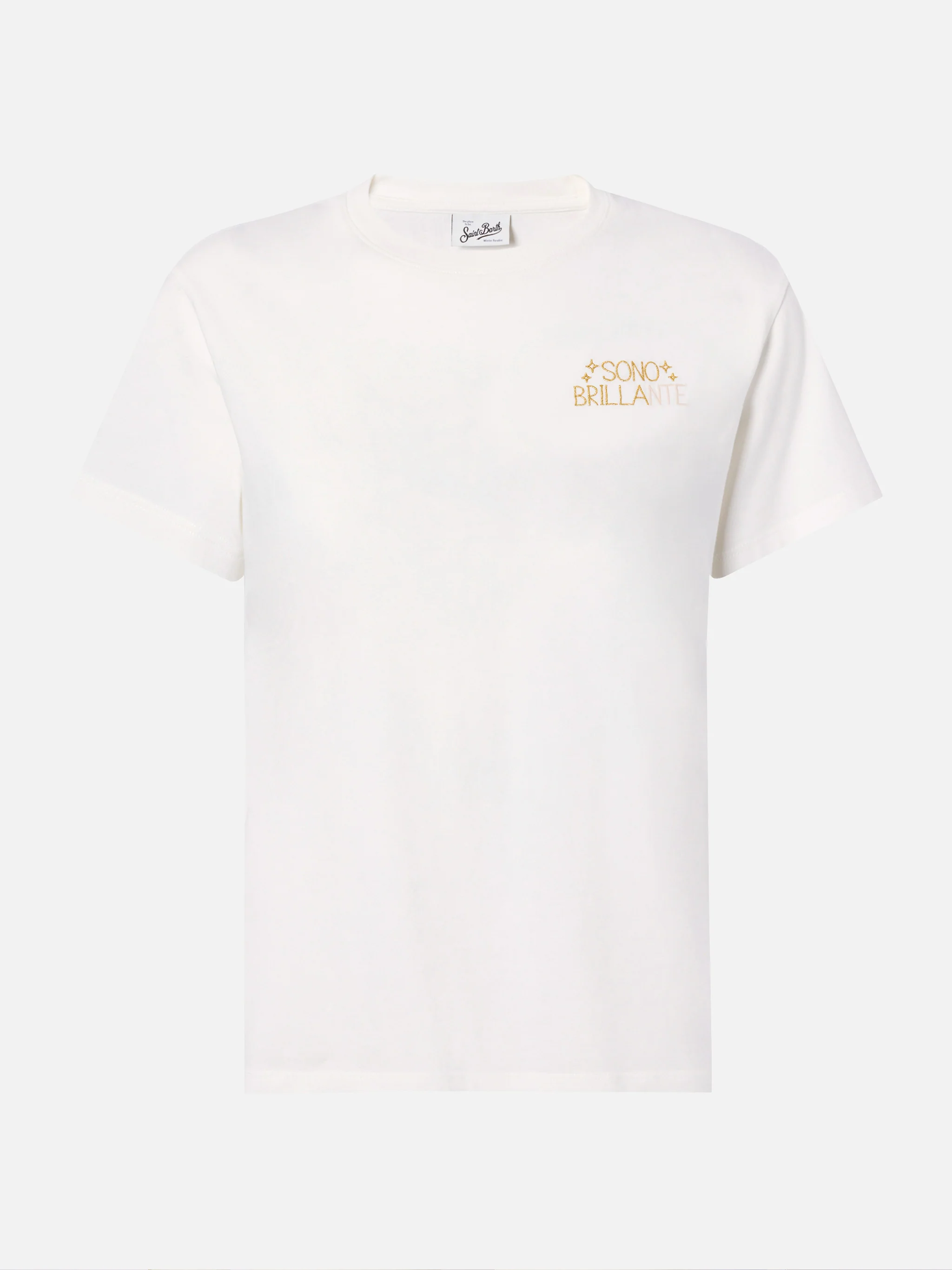 T-shirt Emilie in cotone bianco con ricamo lurex Sono Brillante - Image 4