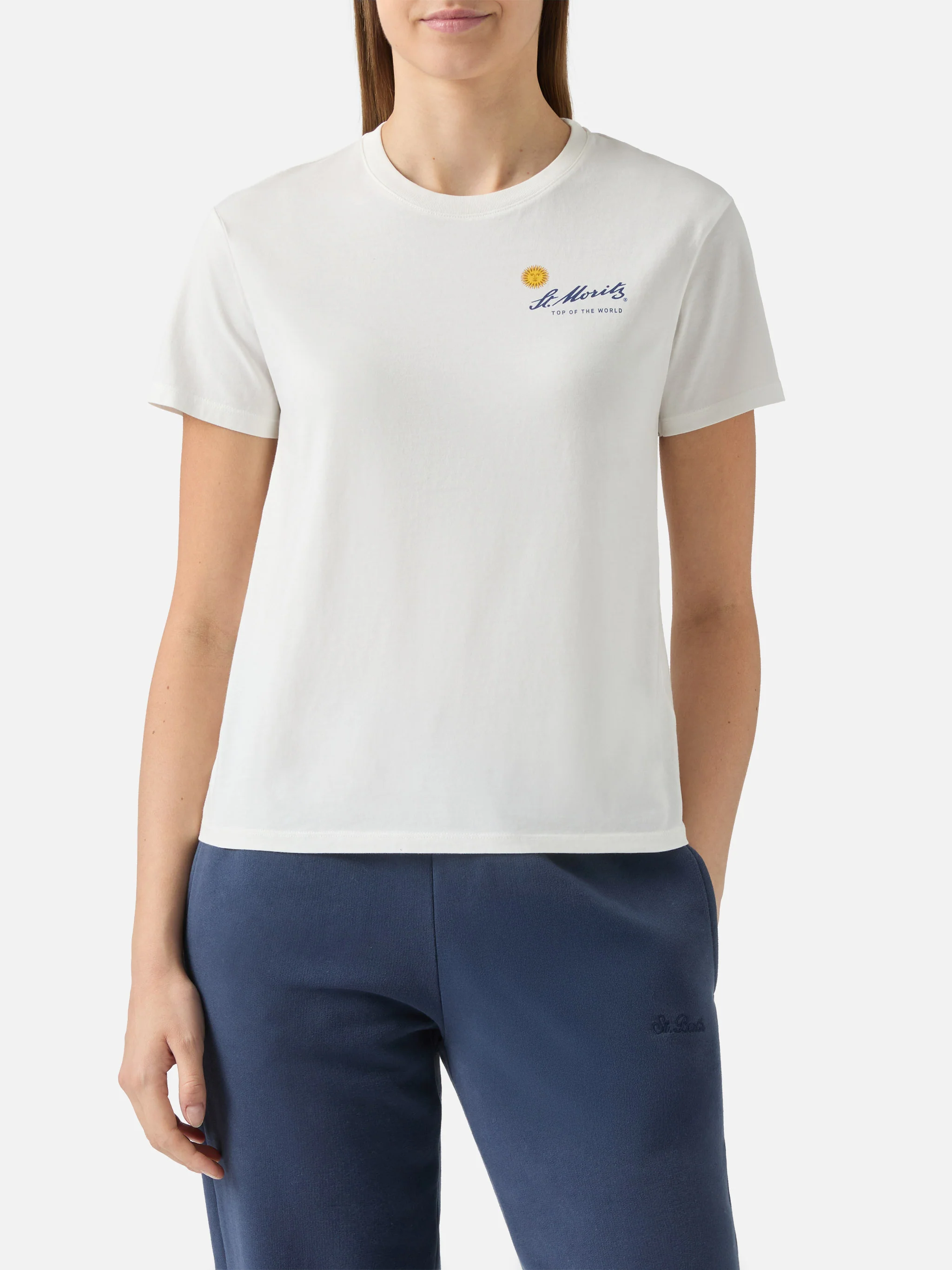 T-shirt Emilie in cotone bianco con stampa St. Moritz | ST. MORITZ TOP OF THE WORLD SPECIAL EDITION - Image 3