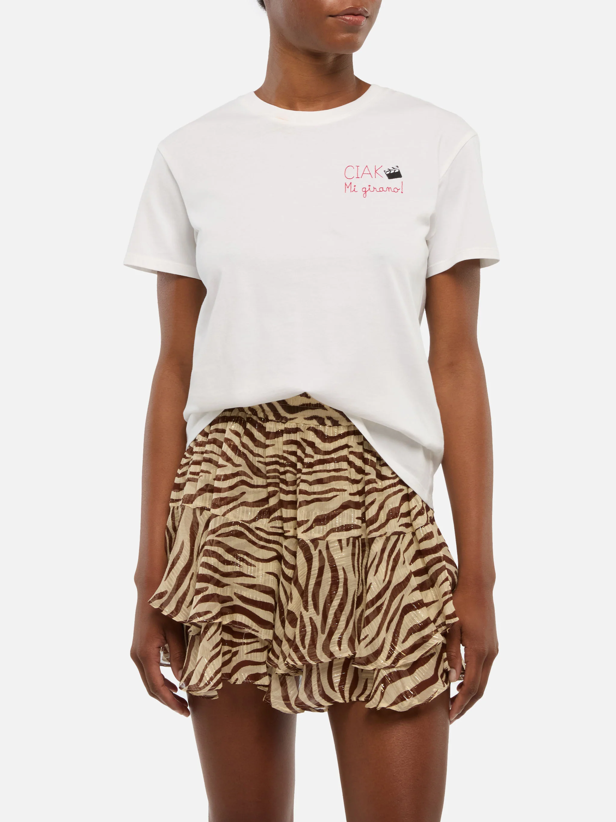T-shirt Emilie in cotone con ricamo Ciak mi girano - Image 2