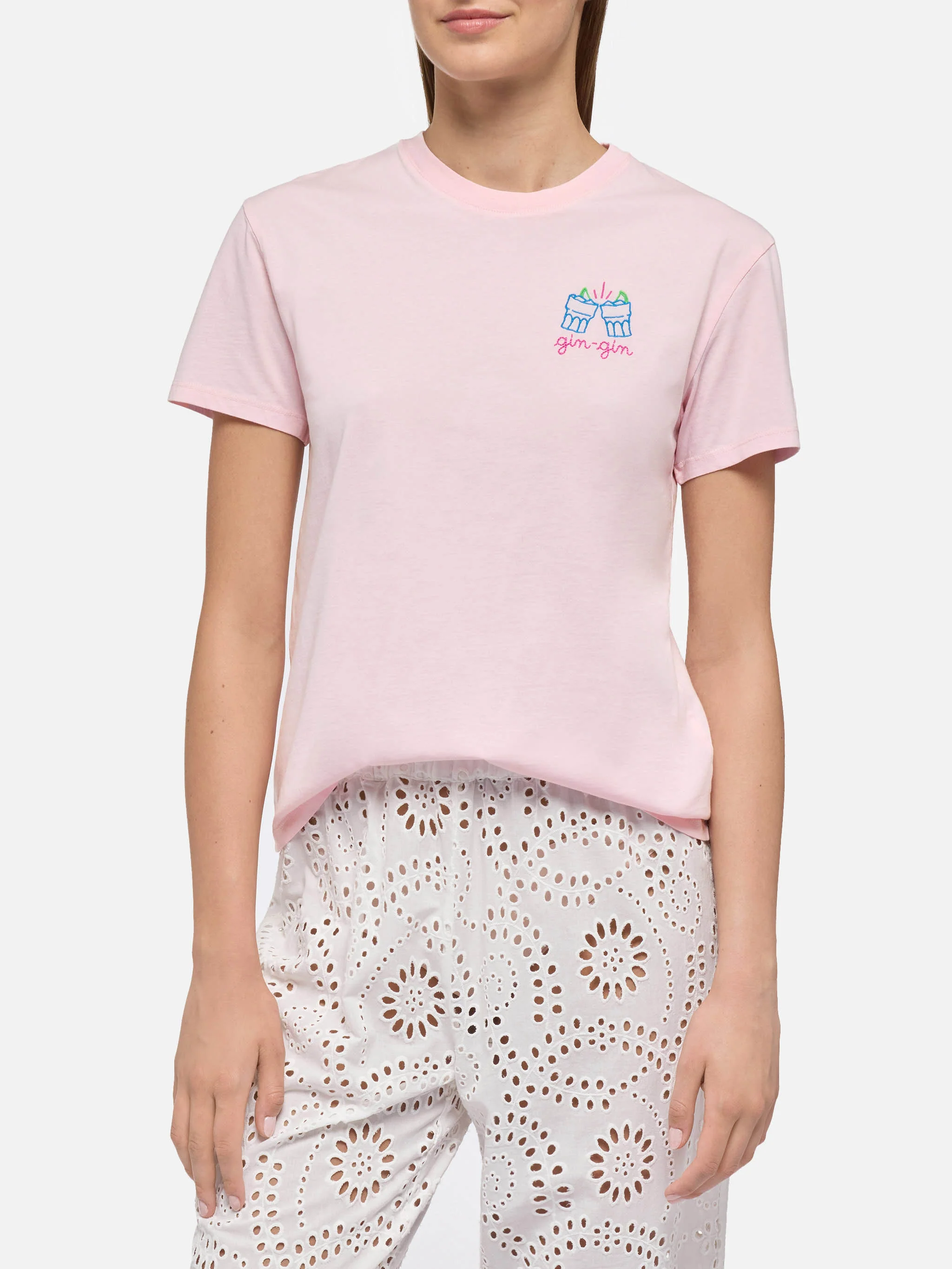 T-shirt Emilie in cotone con ricamo Gin Gin | INSULTI LUMINOSI SPECIAL EDITION - Image 2
