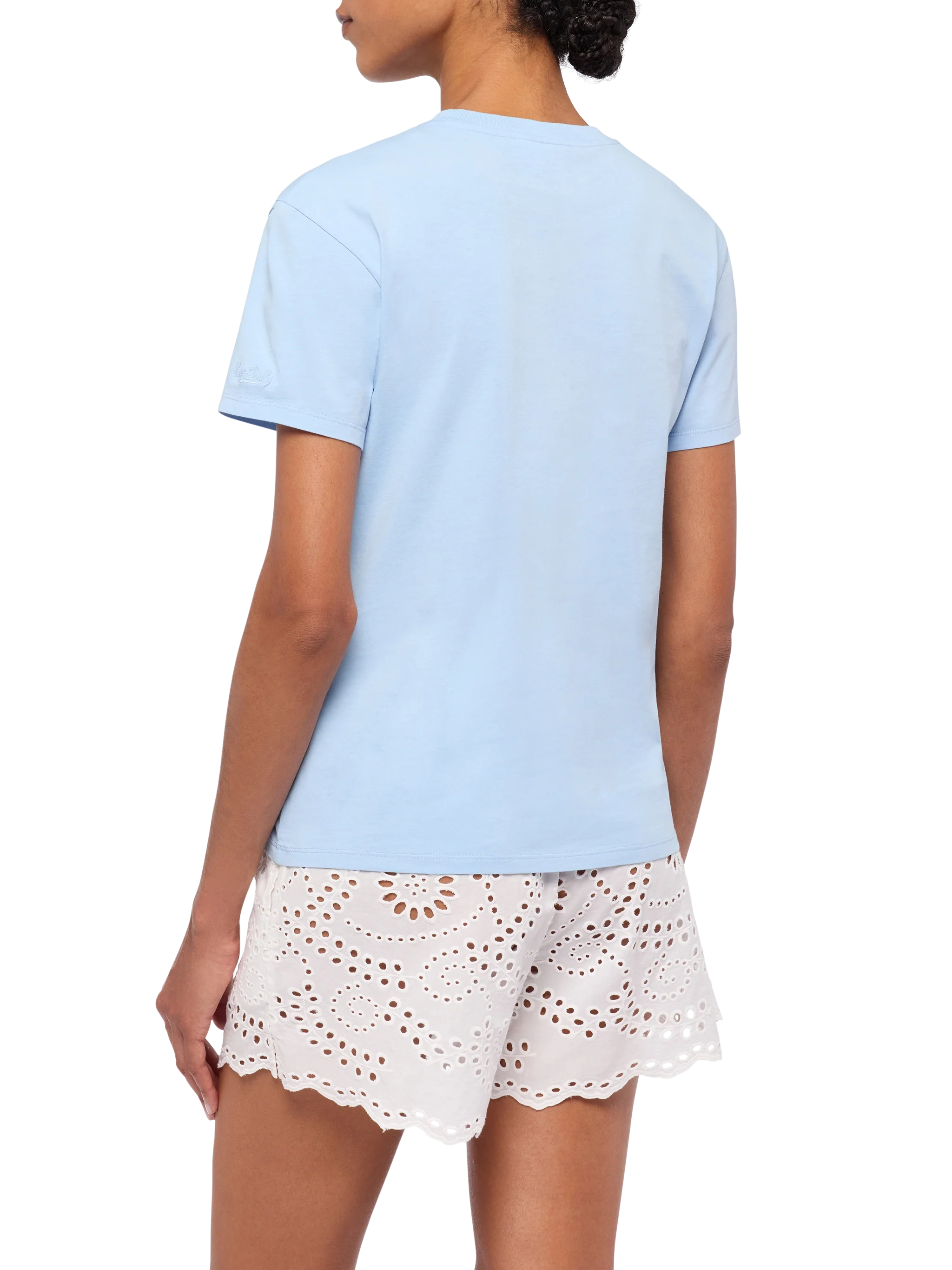 T-shirt Emilie in cotone con ricamo Guarda come dondolo con lo spritz - Image 3