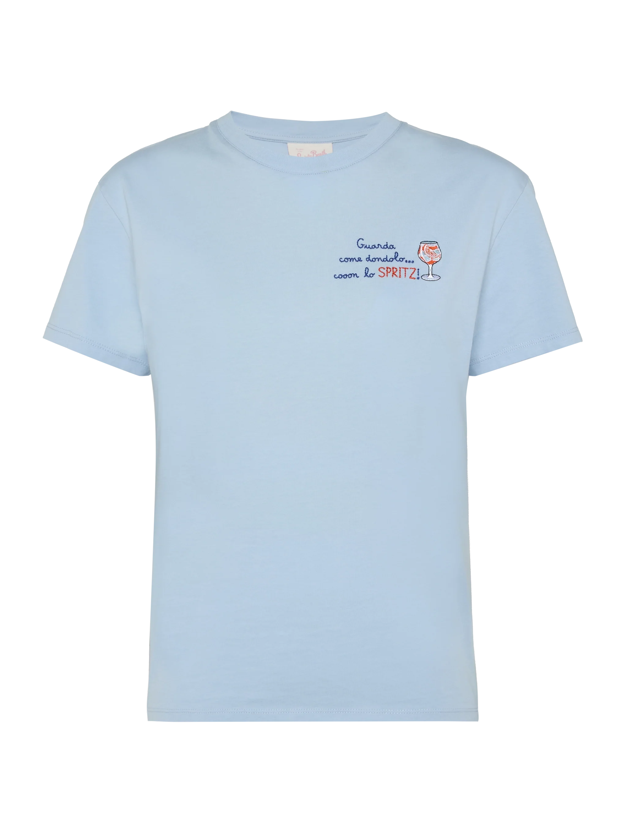 T-shirt Emilie in cotone con ricamo Guarda come dondolo con lo spritz - Image 4