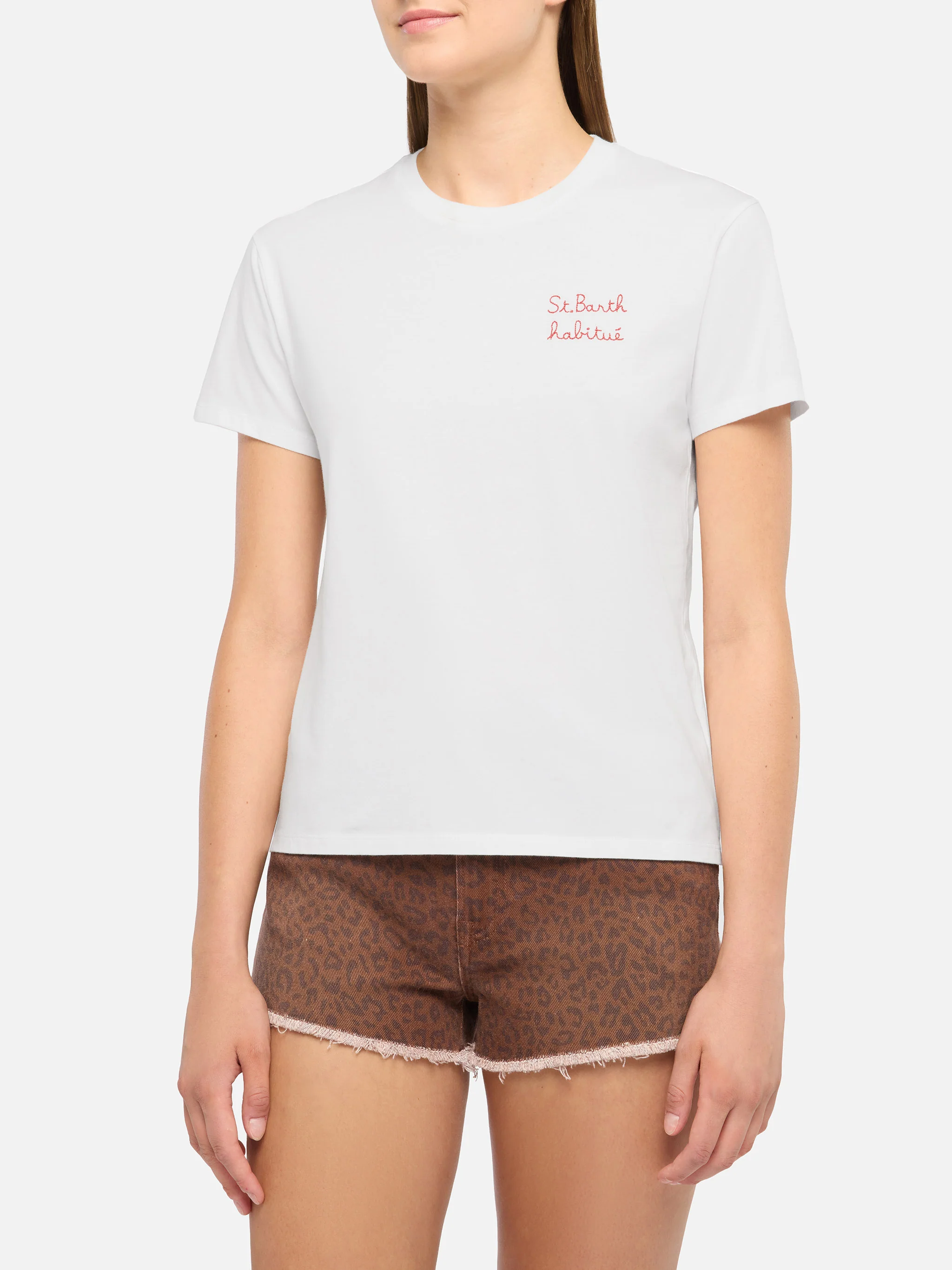 T-shirt Emilie in cotone con ricamo St. Barth habituè - Image 2