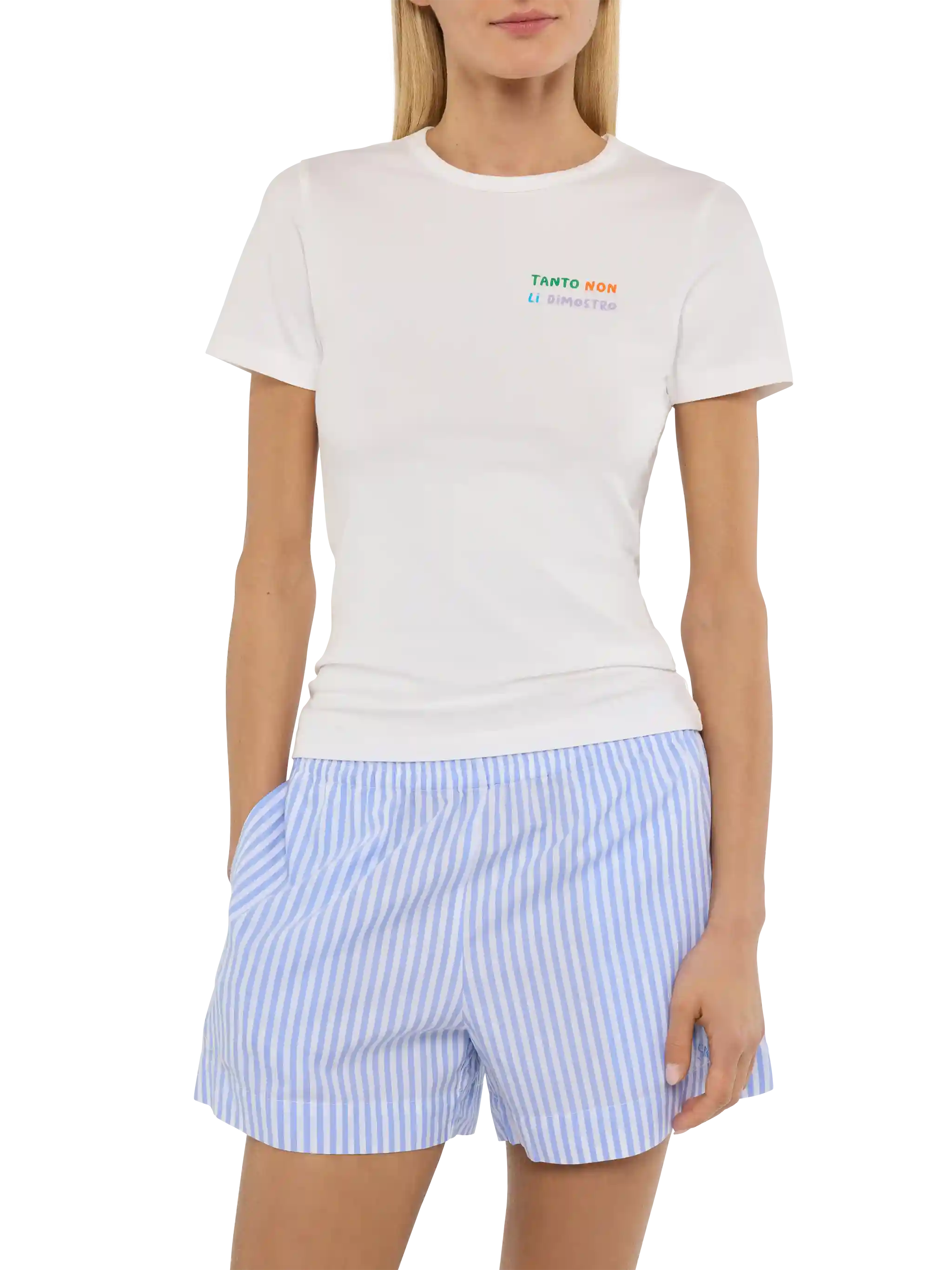 T-shirt in cotone con ricamo Tanto non li dimostro Emilie - Image 2
