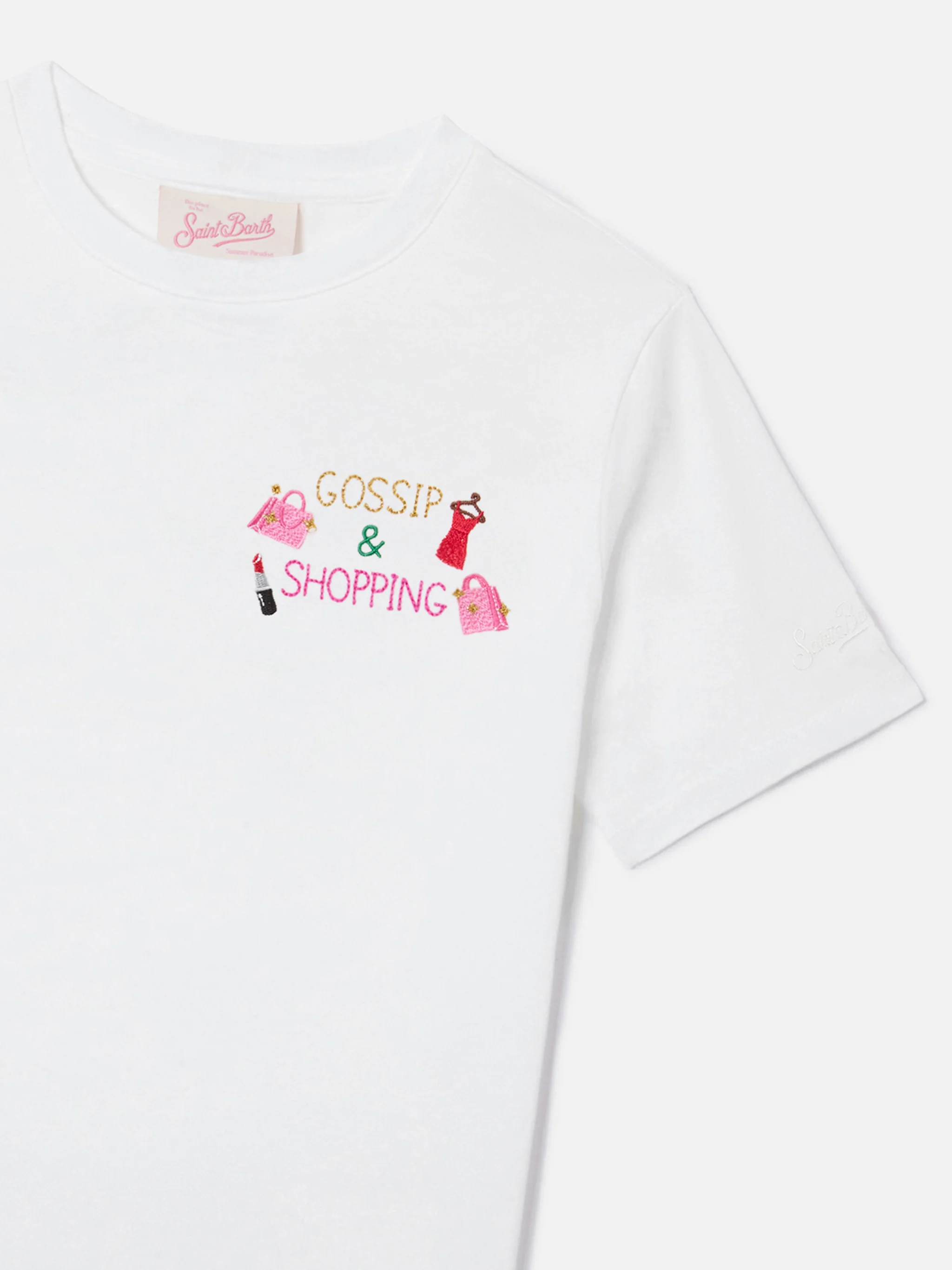T-shirt Emilie Jr bianca con ricamino Gossip e Shopping - Image 2